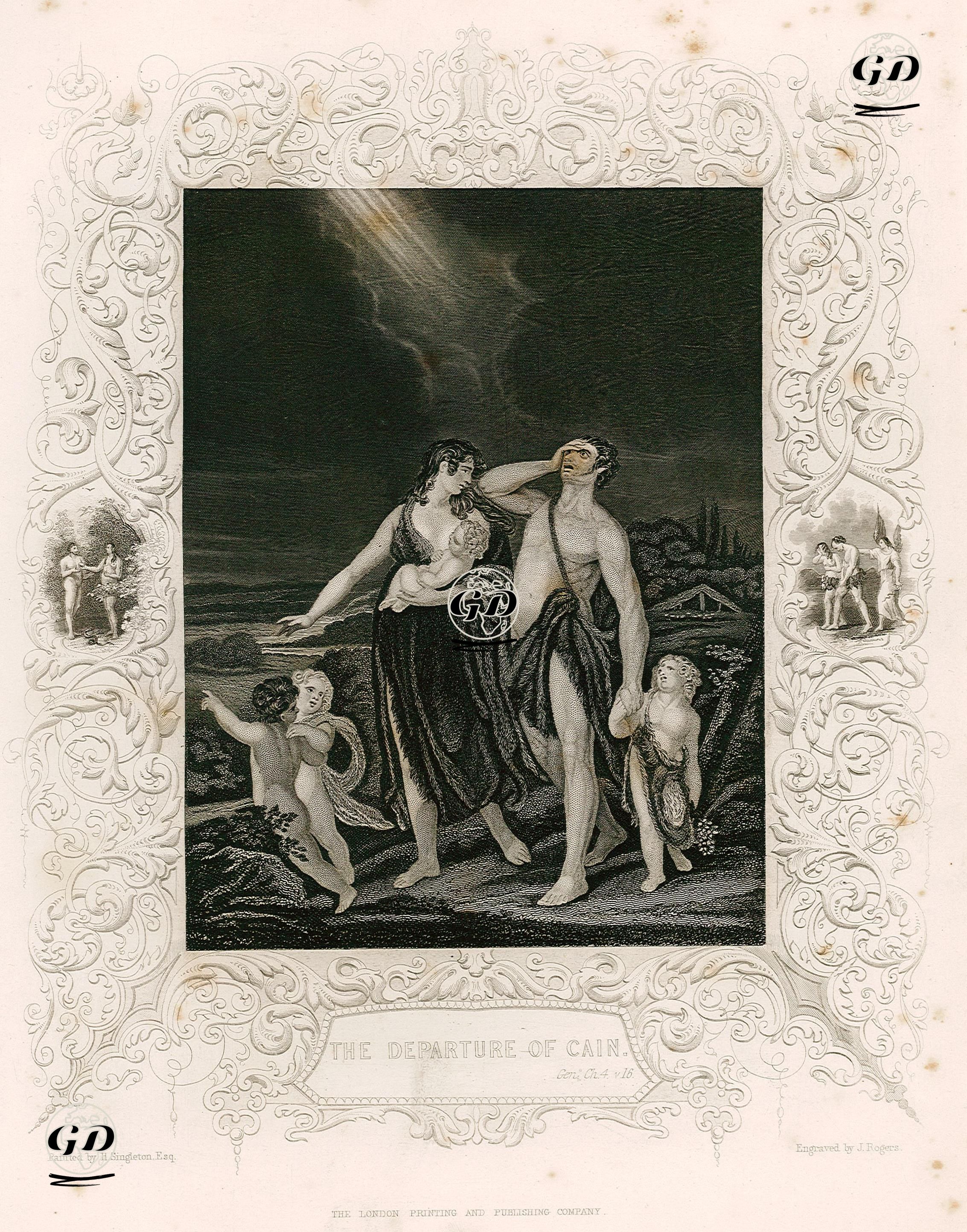 The Departure Of Cain, Gen. Ch. 4. V.16. - M.Singleton - 1830's