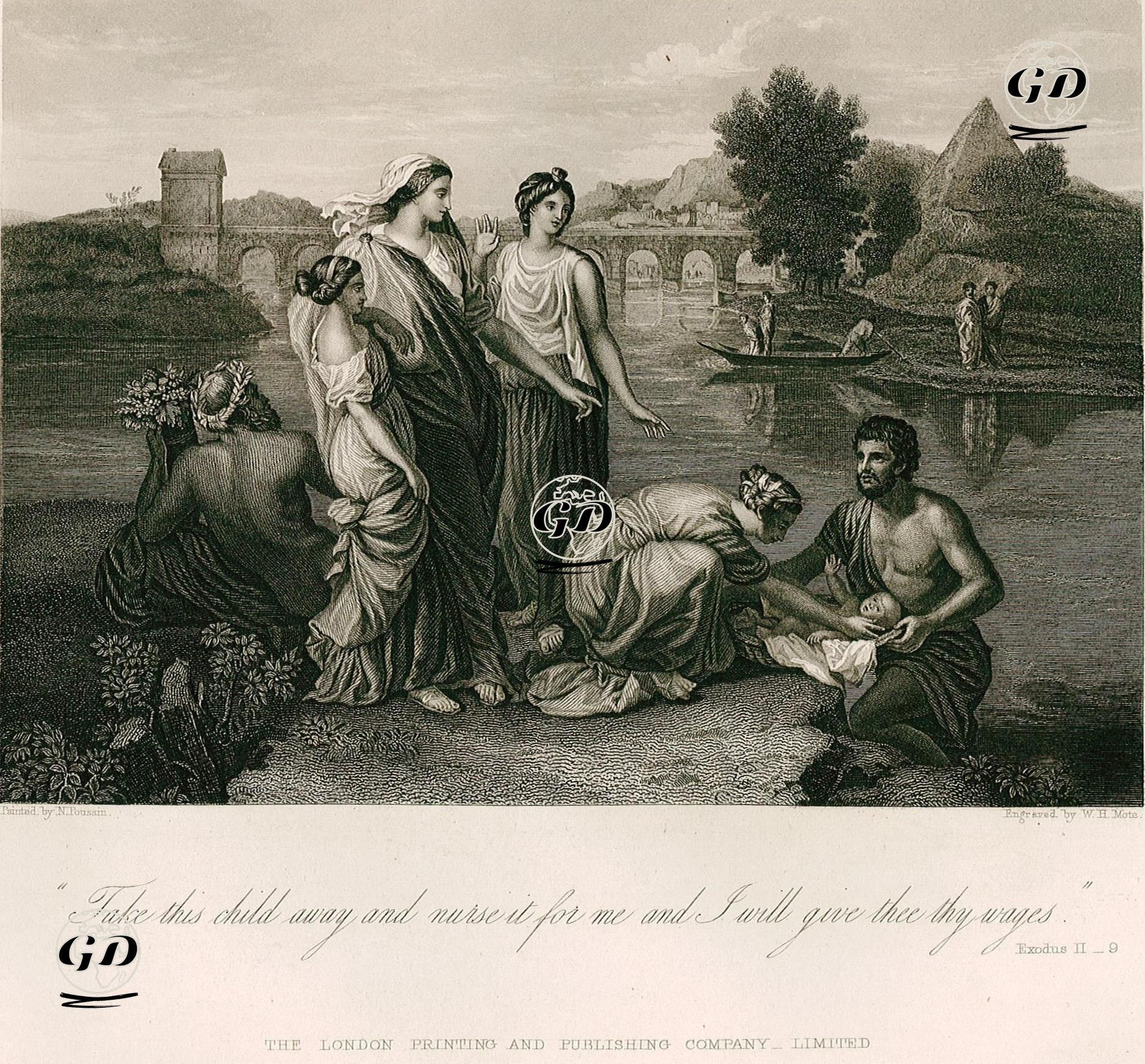 Firavunun Kızı Musa Peygamberin Bakılması İçin Bir Kadına Vermesi, Exodus (Mısır'dan Çıkış), Chapter (Bölüm) 2. Verse (Ayet) 9. - Nicolas Poussin(1594-1665) - 1860