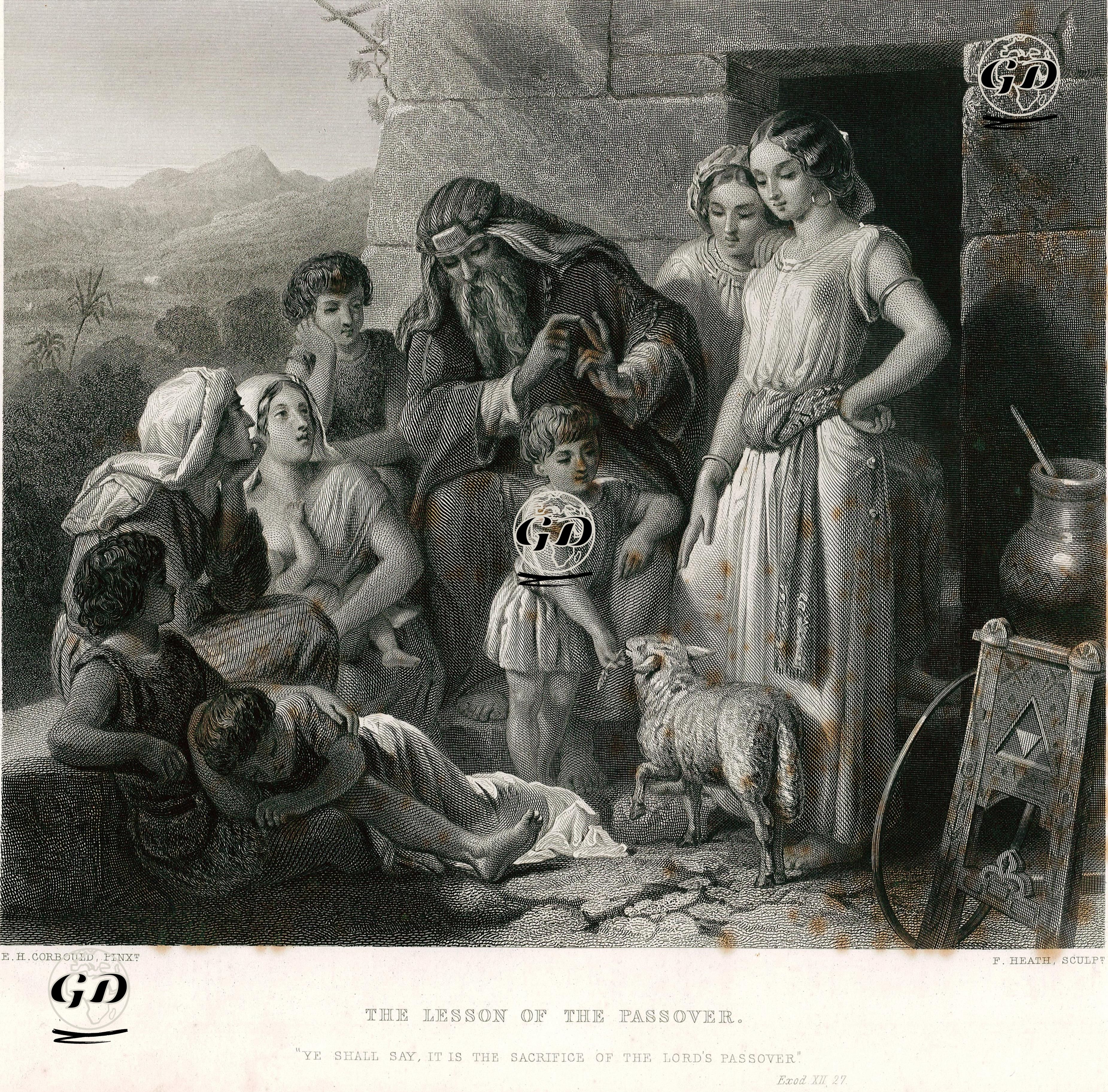 Hamursuz (Fısıh) Bayramı Dersleri, Exodus (Mısır'dan Çıkış), Chapter (Bölüm) XII. Verse (Ayet) 27. - Edward Henry Corbould (1815-1905) - 1864