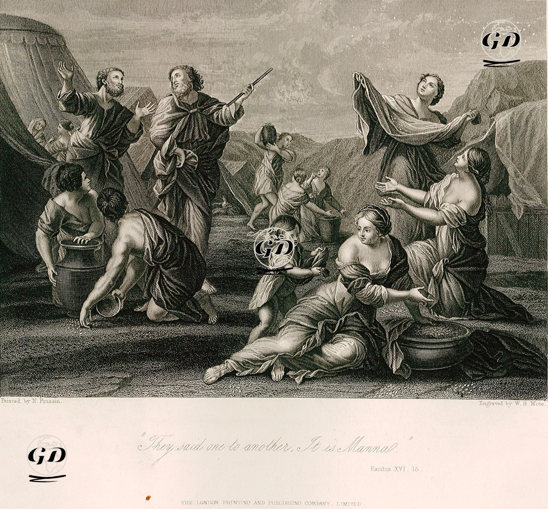 Gökten Ekmek Yağması, Exodus (Mısır'dan Çıkış), Chapter (Bölüm) 16. Verse (Ayet) 15. - Nicolas Poussin(1594-1665) - 1860