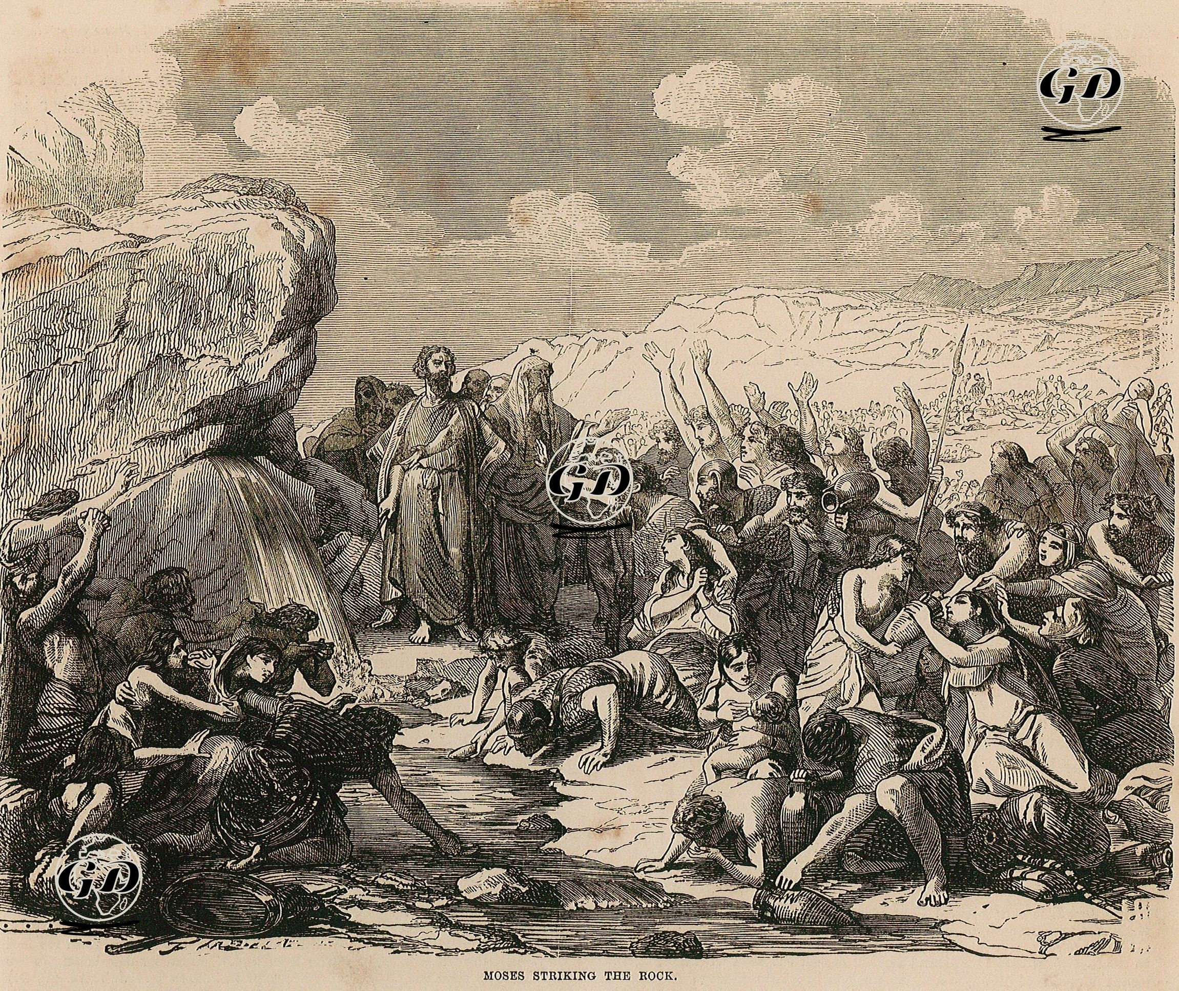 Musa Peygamberin Kayaya Vurararak Su Çıkarması, Exodus (Mısır'dan Çıkış), Chapter (Bölüm) 17.  -  - 1860's