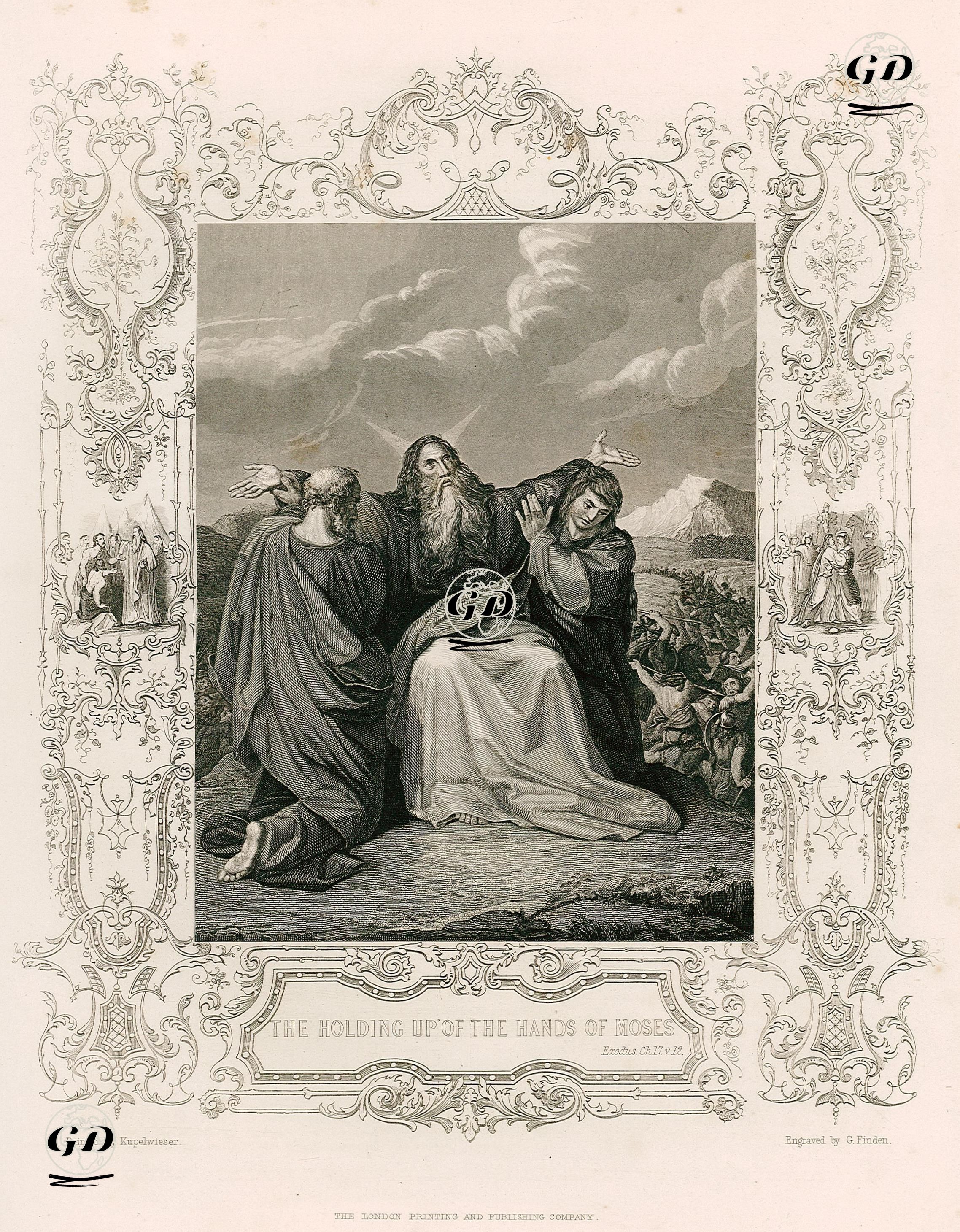 Musa Peygamberin Ellerinin Havaya Kaldırılması, Exodus (Mısır'dan Çıkış), Chapter (Bölüm) 17. Verse (Ayet) 12. - Leopold Kupelwieser (1796-1862) - 1830's