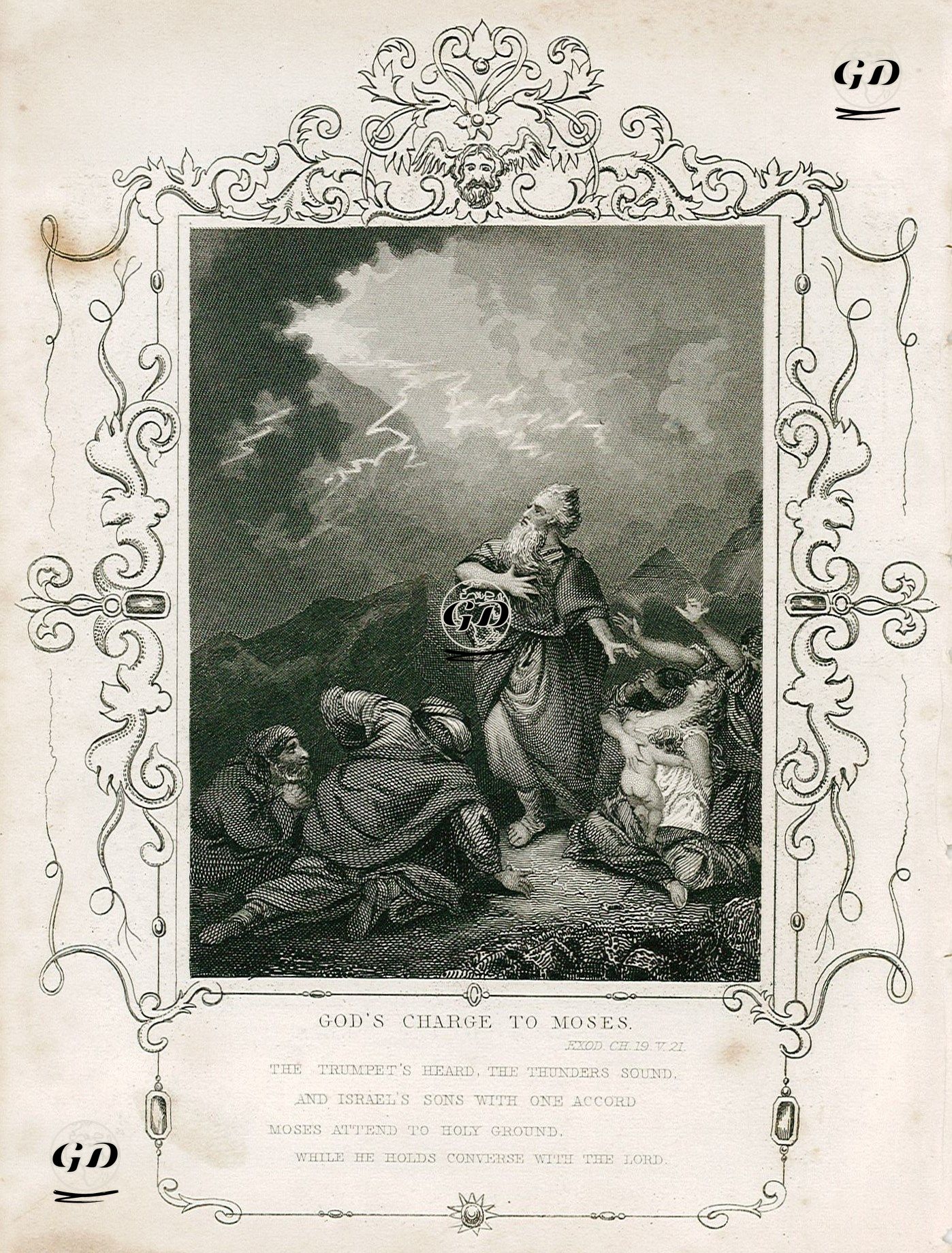 Musa Peygambere Emirlerin Gelmesi, Exodus (Mısır'dan Çıkış), Chapter (Bölüm) 19. Verse (Ayet) 21. -  - 1830's