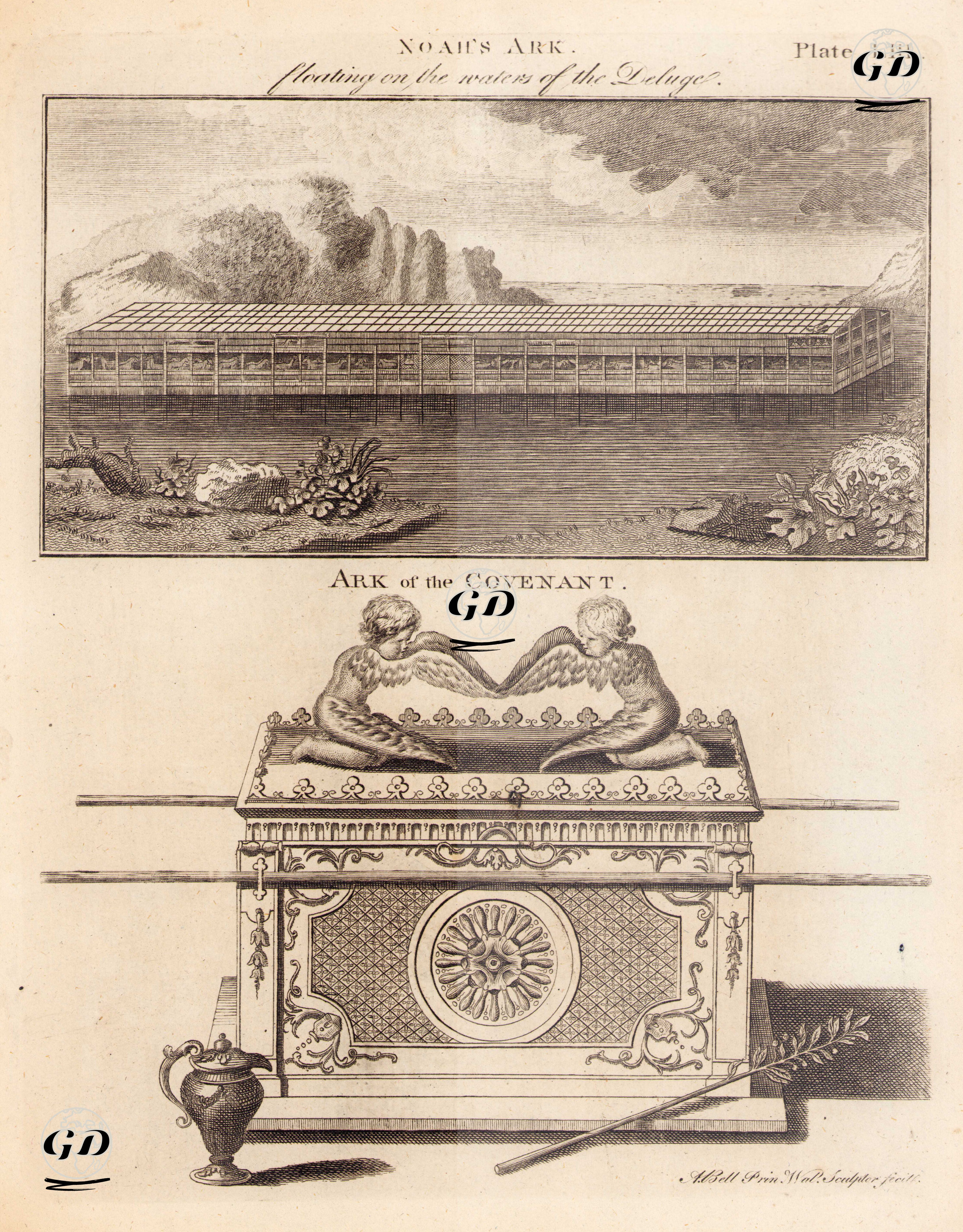 Noah's Ark Floating On The Water Of The Deluge - Ark Of The Covenant  - Andrew Bell (1726-1809) - 1797