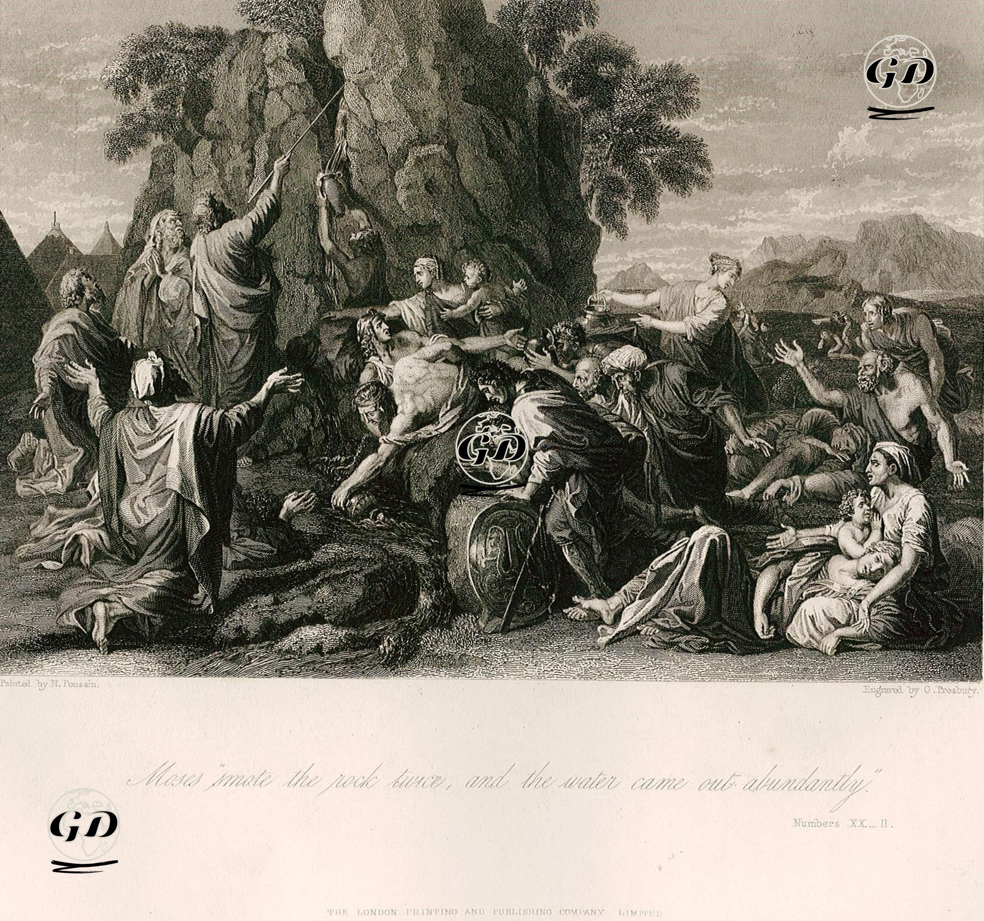 Musa Peygamberin Kayadan Su Çıkarması, Numbers (Çölde Sayım), Chapter (Bölüm) 20. Verse (Ayet) 11. - Nicolas Poussin(1594-1665) - 1860