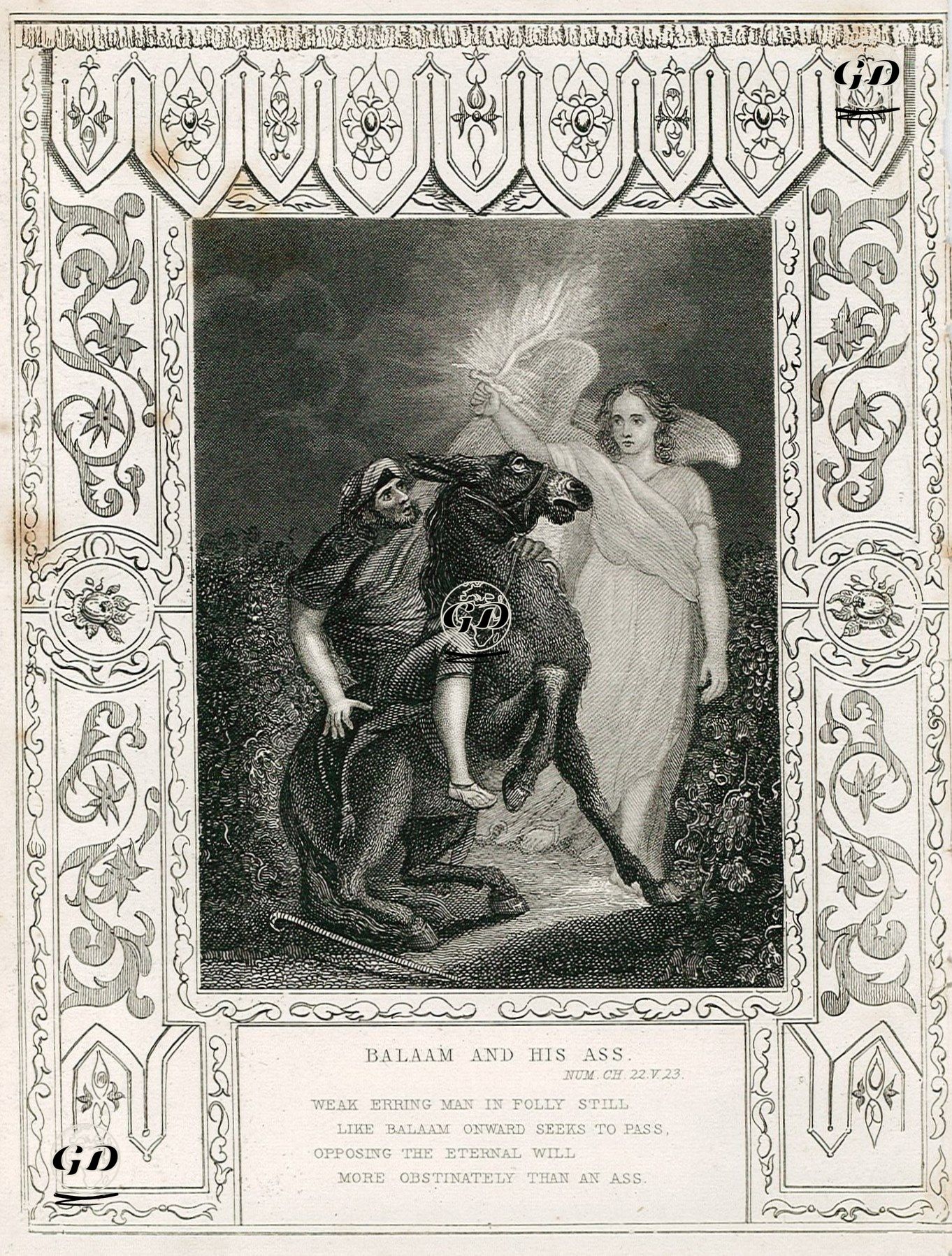 Balam Ve Eşek, Numbers (Çölde Sayım), Chapter (Bölüm) 22. Verse (Ayet) 23. -  - 1830's