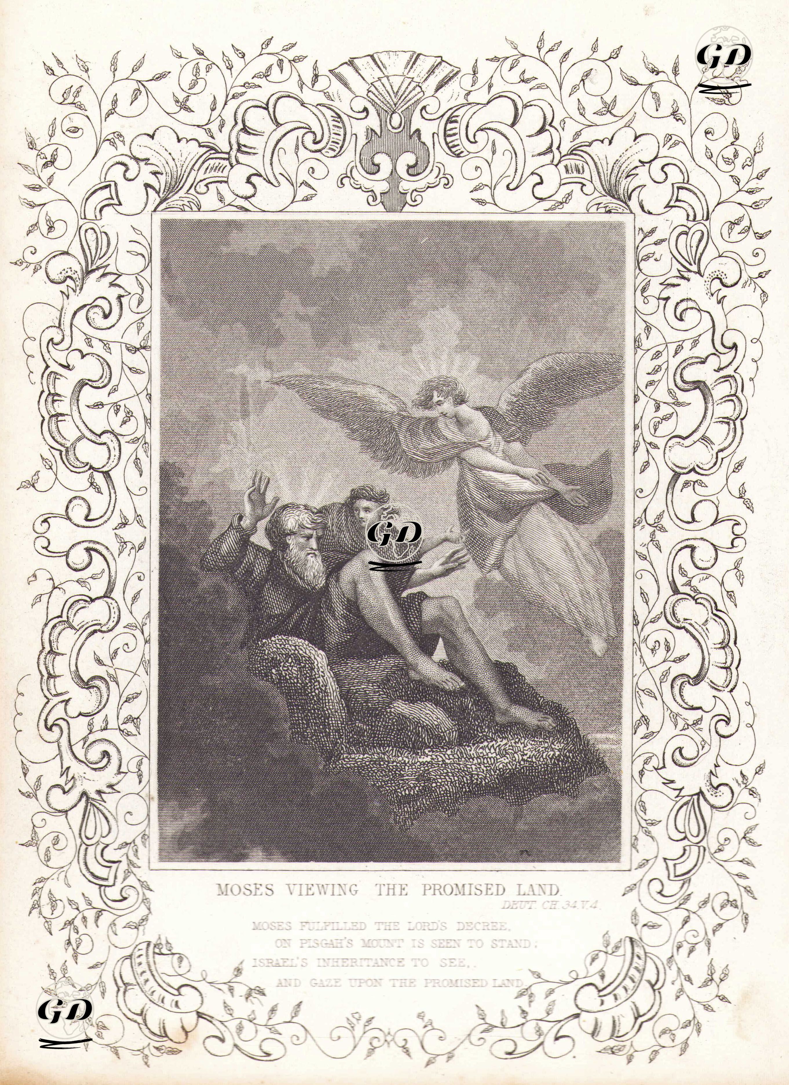 Vadedilmiş Topraklara Bakarken Musa Peygamber, Deuteronomy (Yasa-Tesniye), Chapter (Bölüm) 34. Verse (Ayet) 4.  -  - 1830's