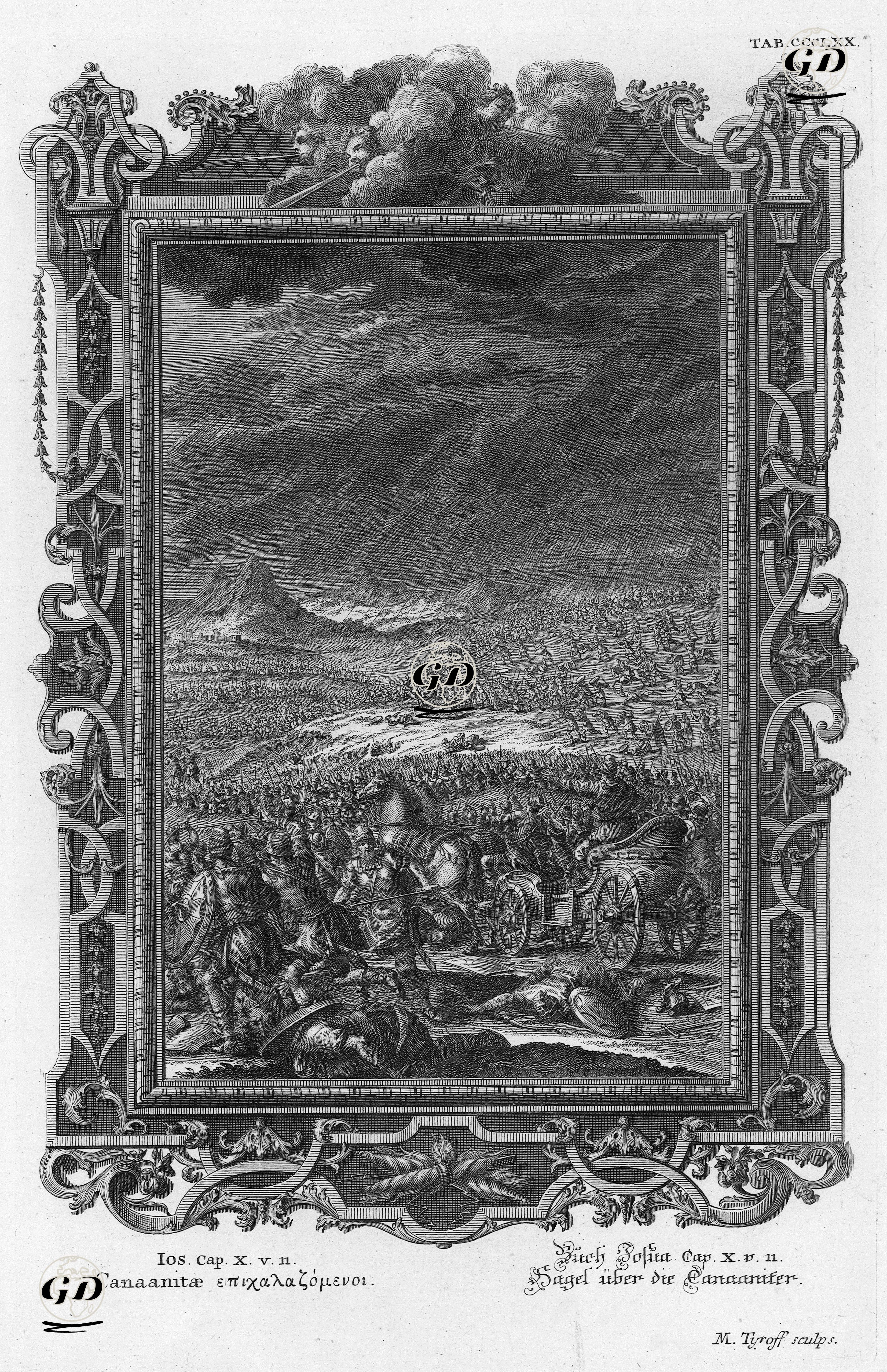 Beythorondan Azekaya Giden Amorluların Üzerine Gökten Dolu Yağması - Georg Daniel Heuman(1691-1759) - 
Johann Daniel Preissler(1666-1737) - 1731
