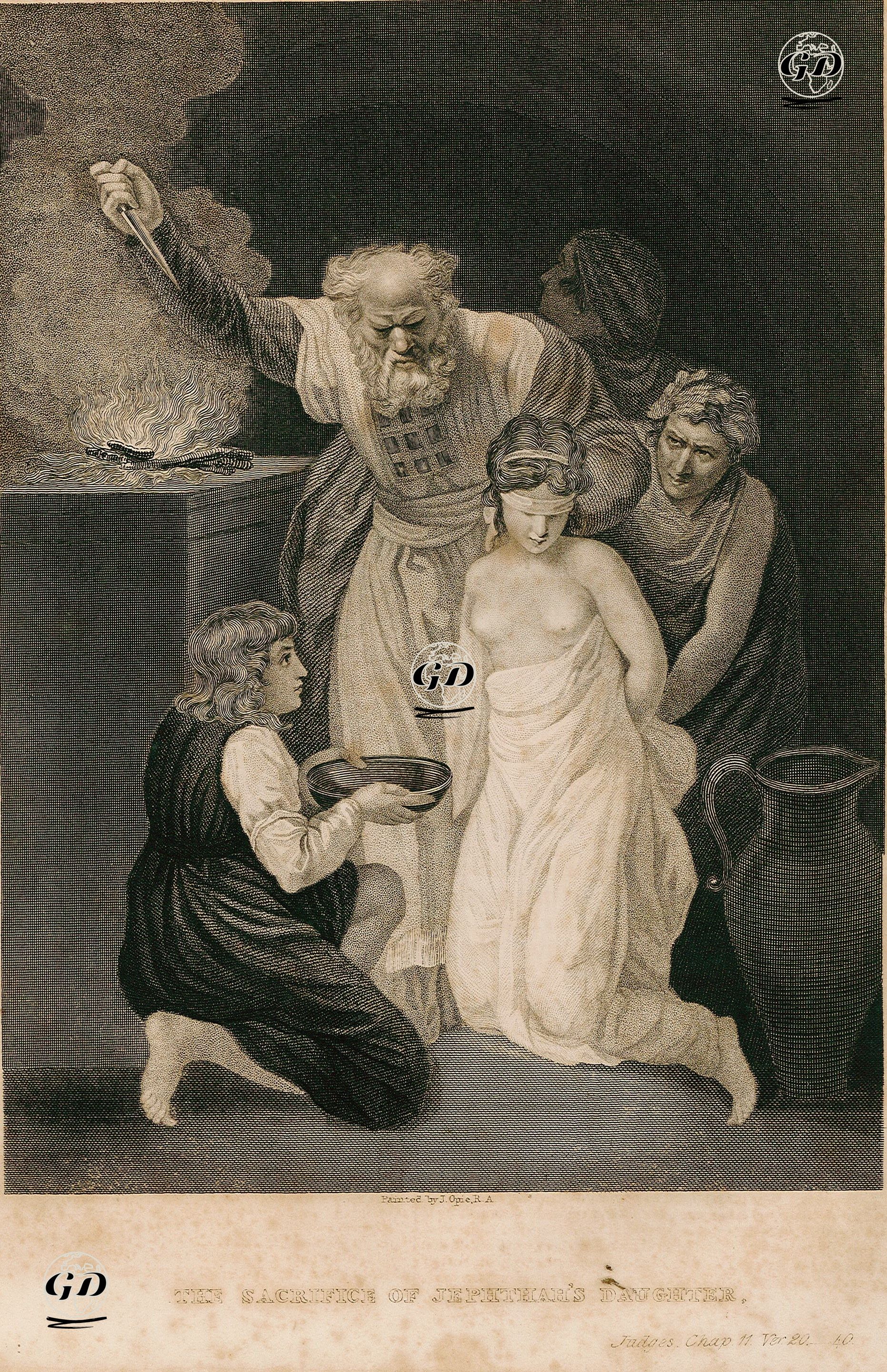 Yiftah'ın Kızını Kurban Etmesi, Judges (Hakimler), Chapter (Bölüm) 11. Verse (Ayet) 20.40. - John Opie (1761-1807) - 1835