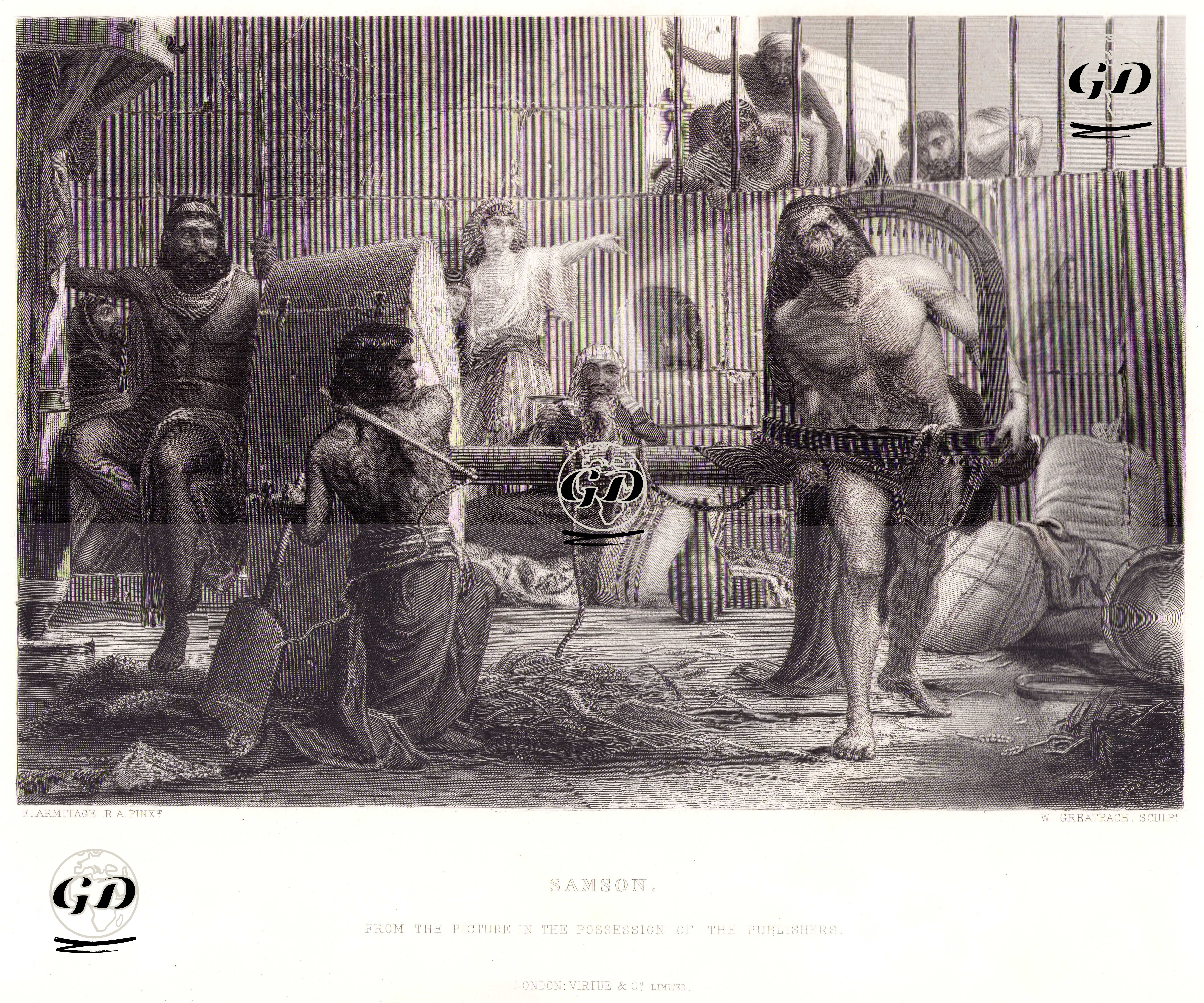 Ayak Değirmeninde Köle Olarak Çalıştırılan Şimşon - Edward Armitage (1817-1896) - 1879