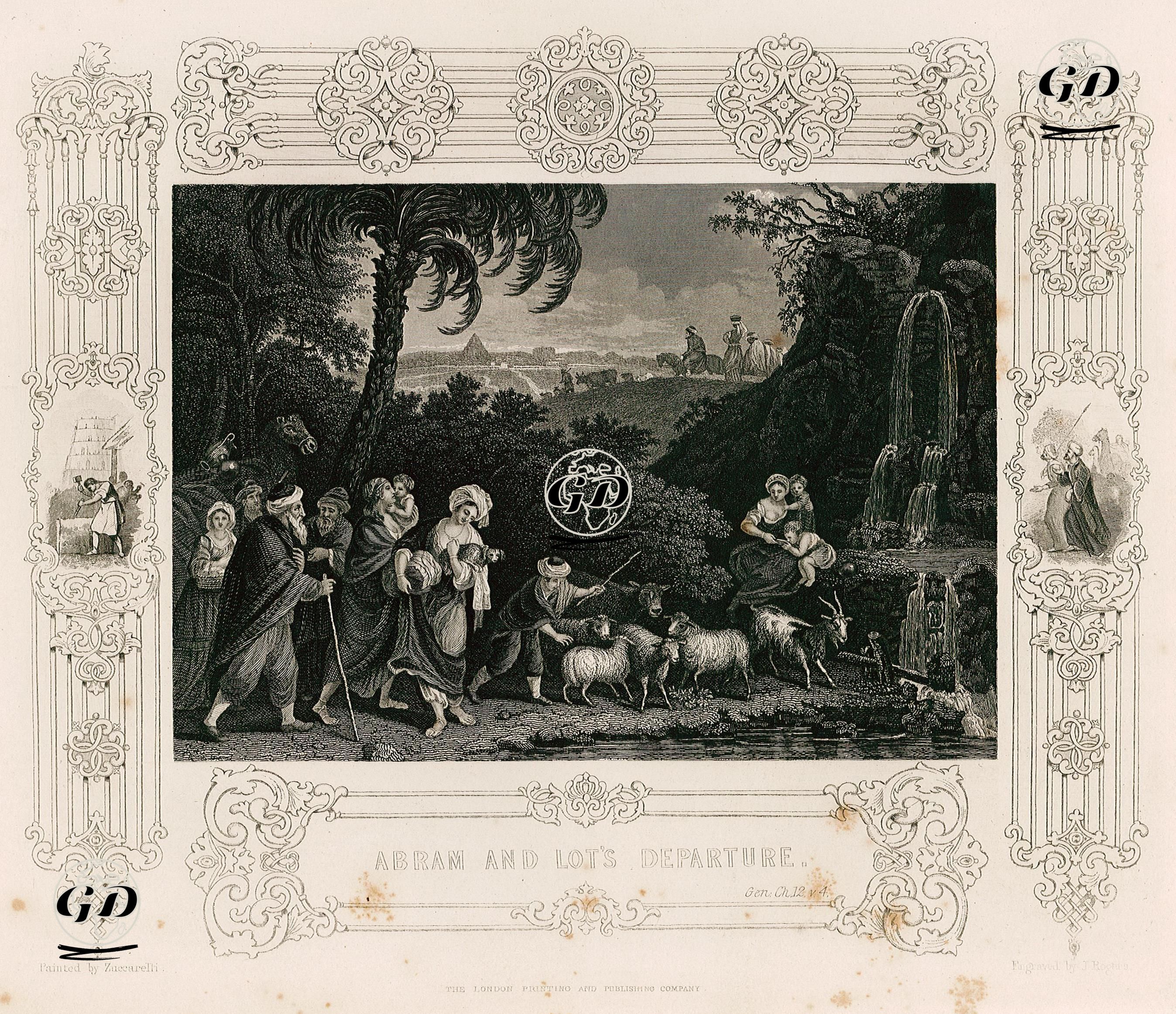 Hazreti İbrahim (Avram) ve Lut'un Beraberindekilerle Birlikte Haran'dan Ayrılışı, Genesis (Diriliş), Chapter (Bölüm) 12. Verse (Ayet) 4. - Francesco Zuccarelli (1702-1788) - 1830's