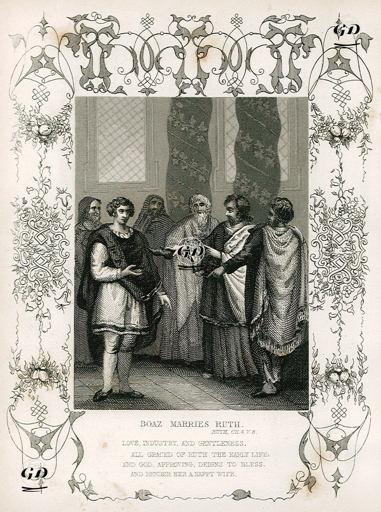 Boaz'ın Ruth İle Evlenmesi ,Ruth, Chapter (Bölüm) 4. Verse (Ayet) 8. -  - 1830's