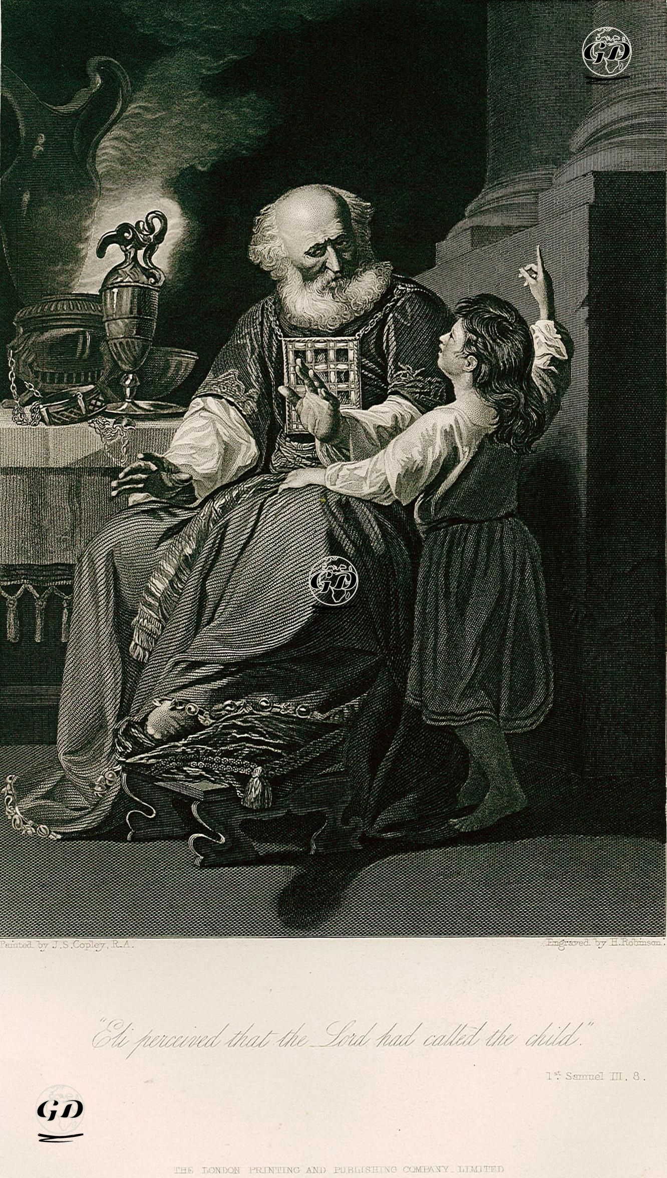 Samuel'e Seslenildiğini Eli'nin Kabul Etmesi, 1.Samuel, Chapter (Bölüm) III. Verse (Ayet) 8. - John Singleton Copley (1738-1815) - 1860