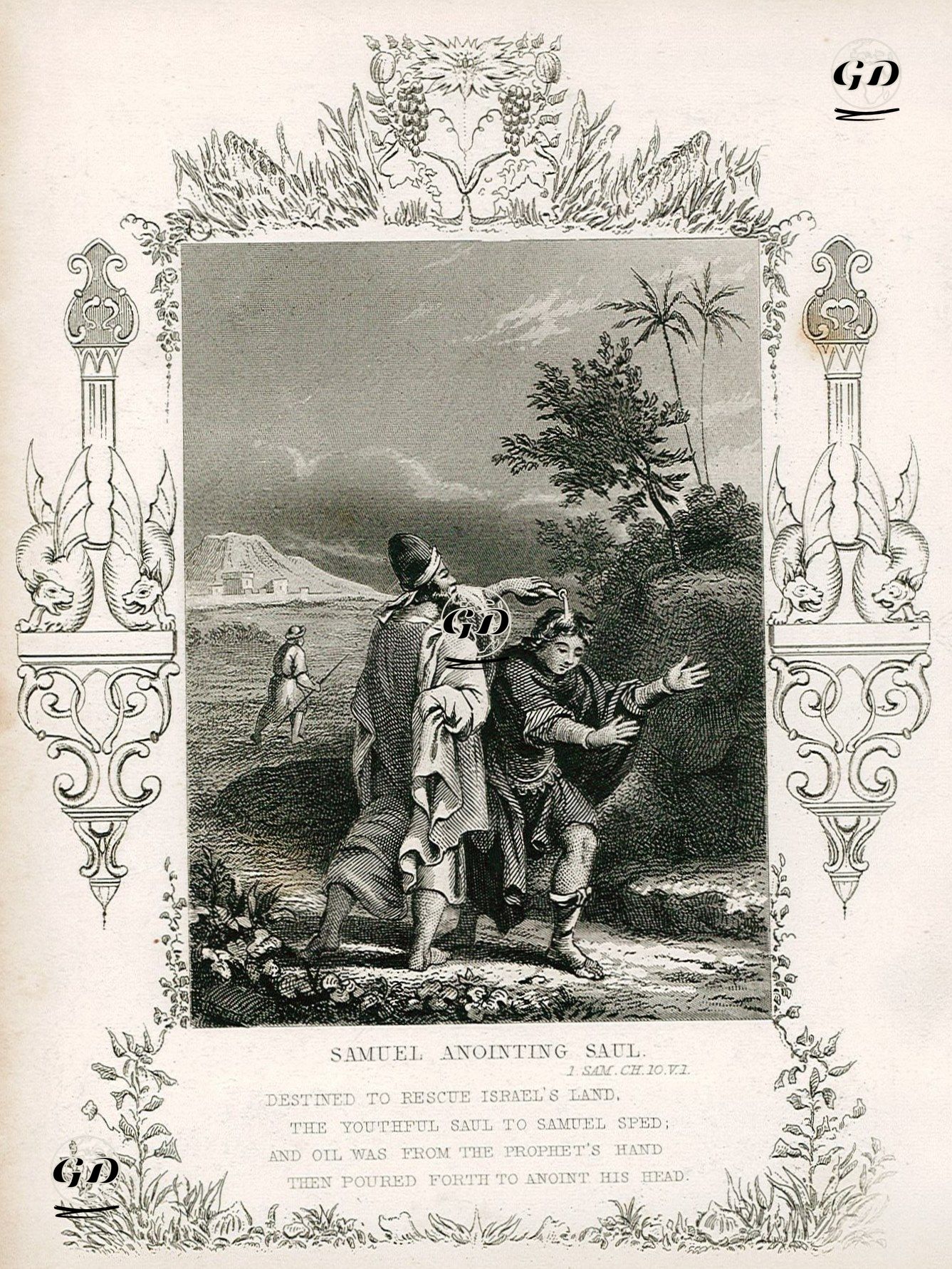 Samuel'in Şaul'u İsraillilerin Lideri Olarak Meshetmesi, 1.Samuel, Chapter (Bölüm) 10. Verse (Ayet) 1. -  - 1830's