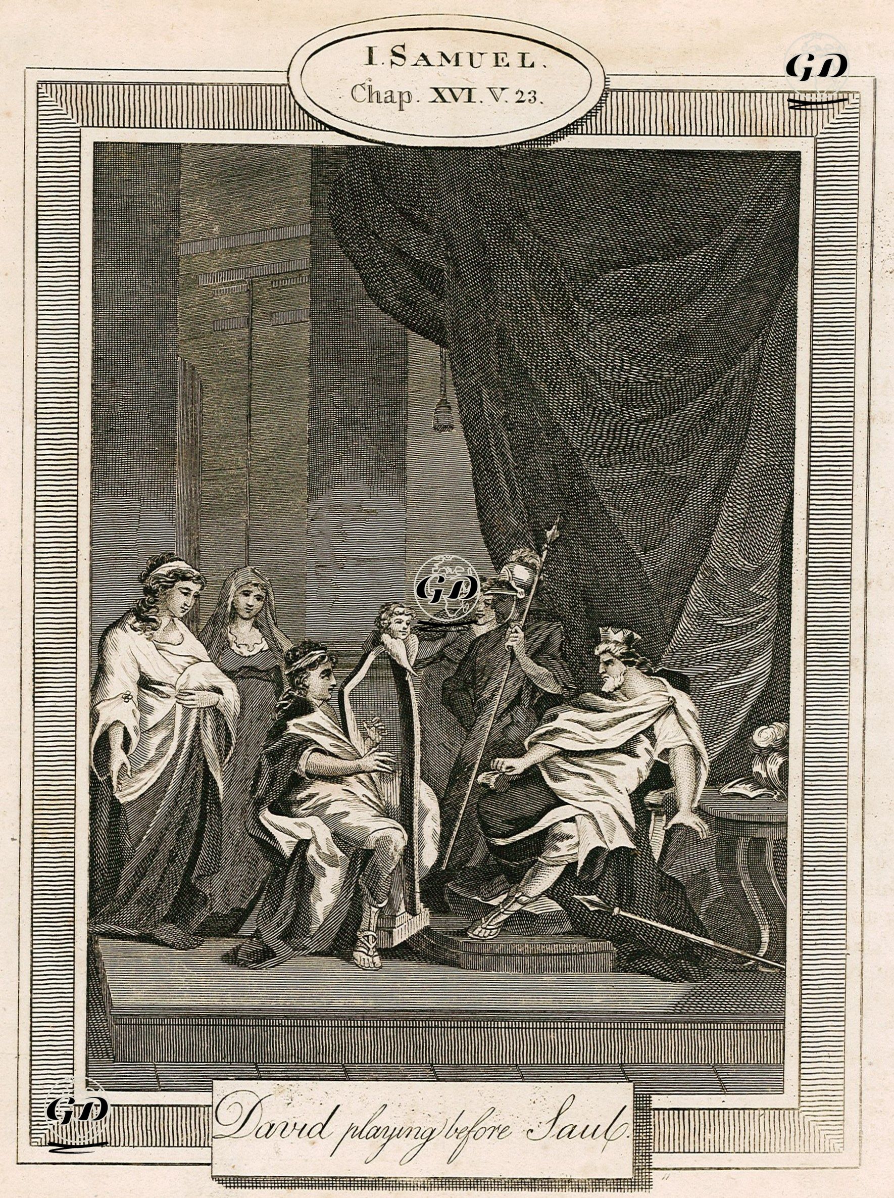 Hazreti Davud'un Şaul'a Lir Çalması,1.Samuel, Chapter (Bölüm) 16. Verse (Ayet) 23. -  - 1800's