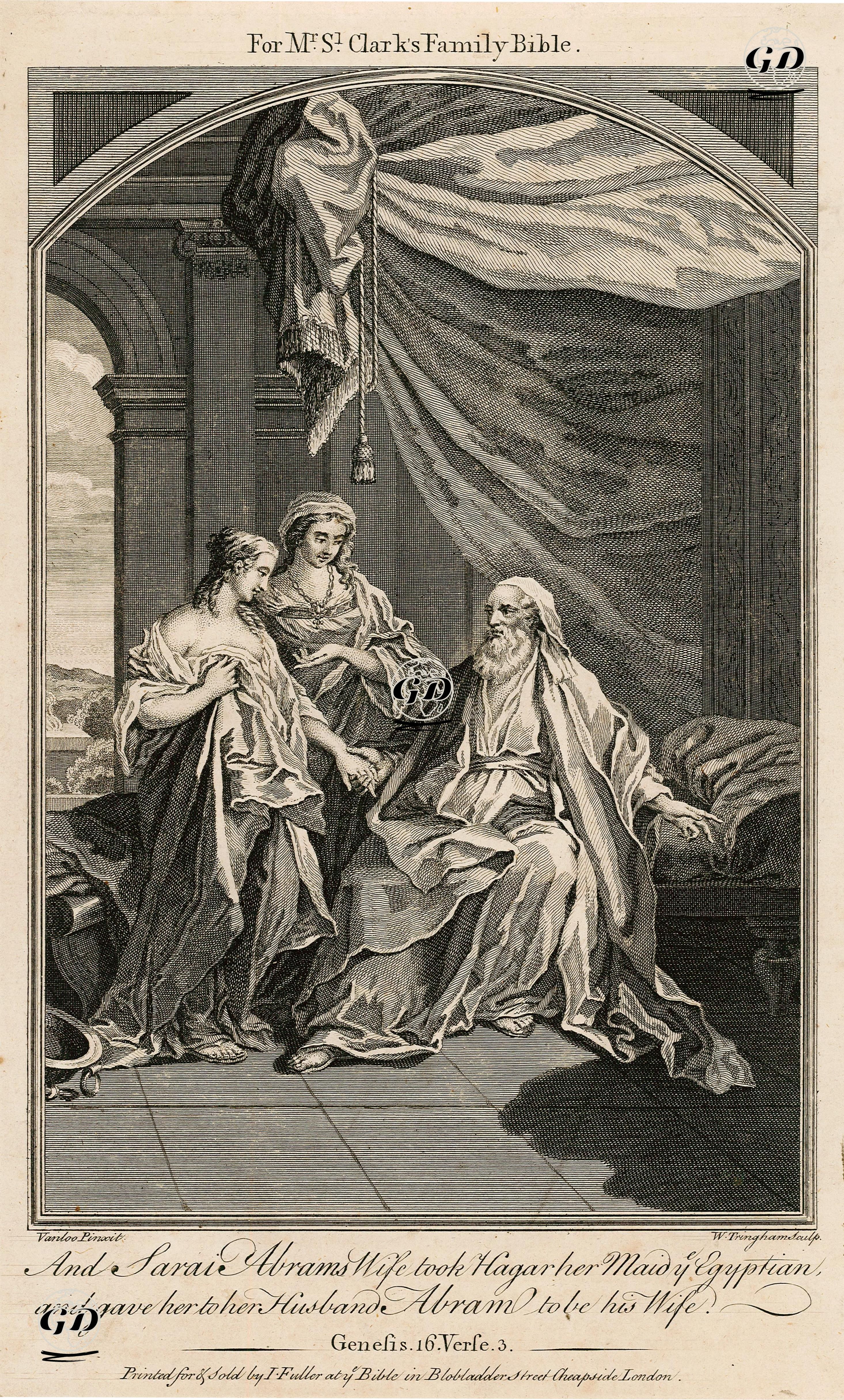 And Sarai Abrams Wife Took Hagar Her Maid The Egyptian And Gave Her To her Husband, Abram To Be His Wife, Genesis.16. Verfe.3. - Charles Andre Van Loo (1705-1765) - 1750's