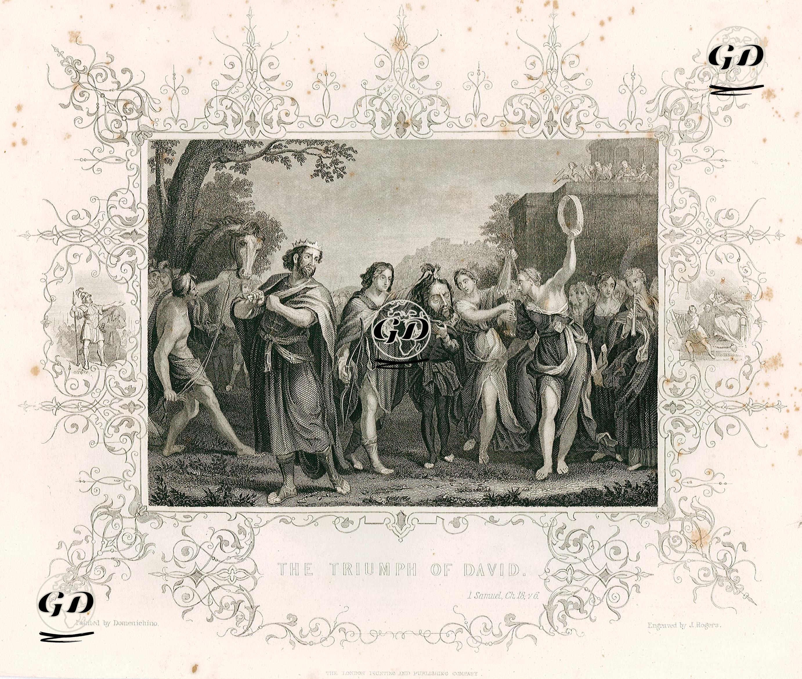 The Triumph Of David, I. Samuel, Ch. 18. V. 6. - Domenichino (1581-1641) - 1830's