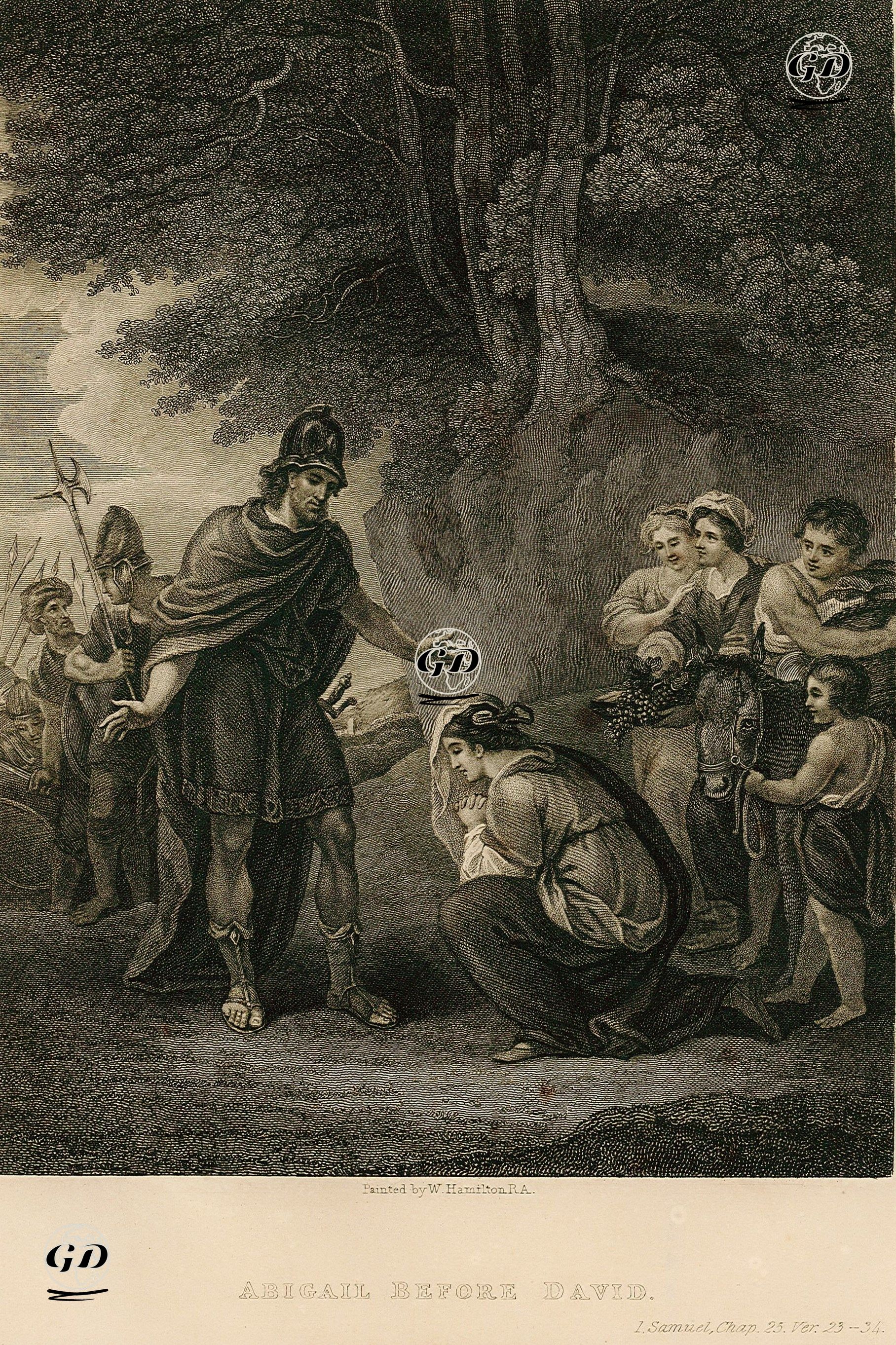 Hazreti Davud İle Aviyagil'in Karşılaşması, 1.Samuel, Chapter (Bölüm) 25. Verse (Ayet) 23.-24. - William Hamilton (1751-1801) - 1835