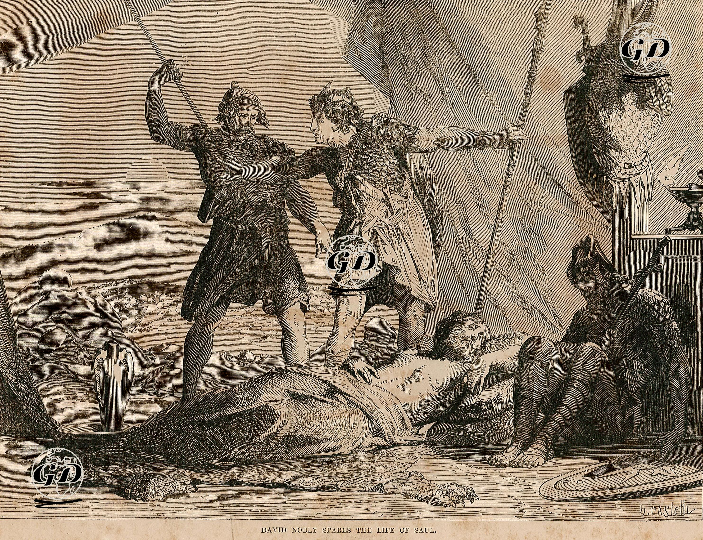 David Nobly Spares The Life Of Saul -  - 1860's