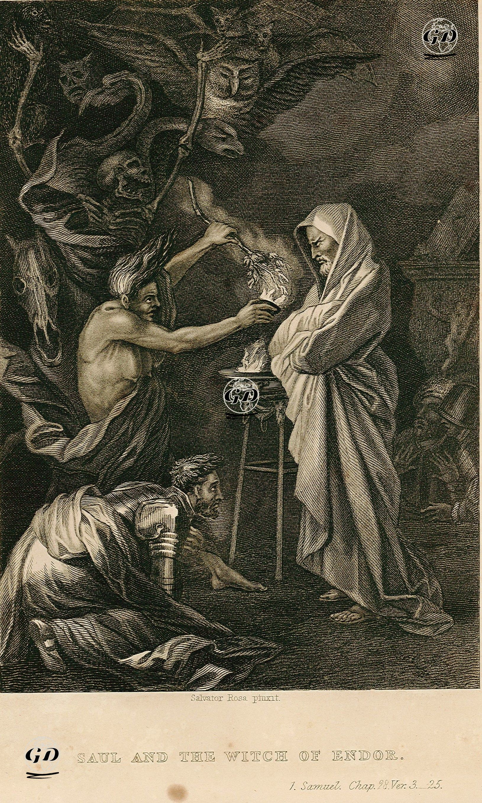 Saul And The Witch Of Endor, I. Samuel Chap. 28. Ver. 3.-25. - Salvator Rosa (1615-1673) - 1835