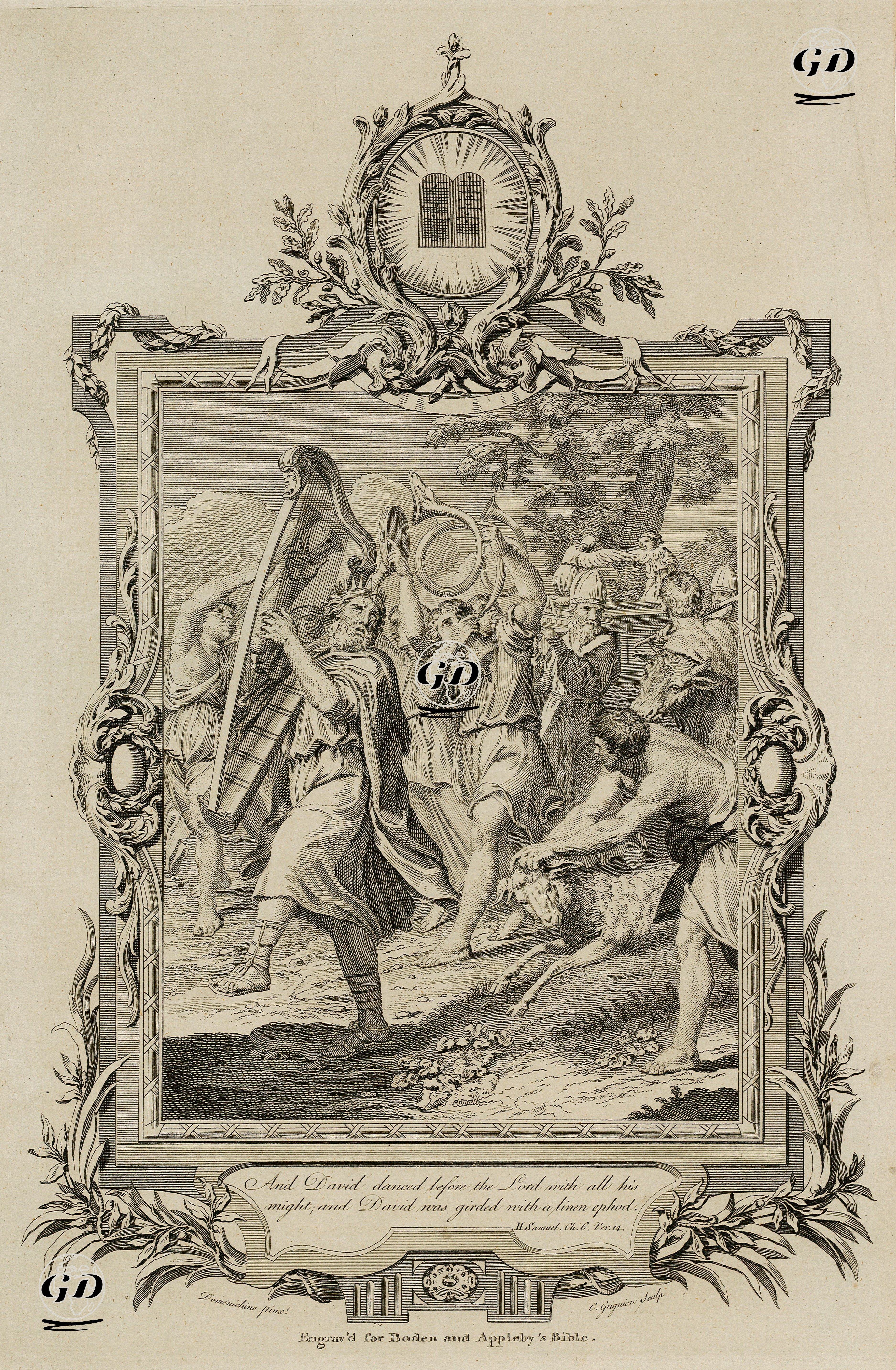 And David Danced Before The Lord With All His Might And David Was Girded With A Linen Ephod, II. Samuel Ch. 6. Ver. 14. - Domenico Zampieri(1581-1641) - 1769