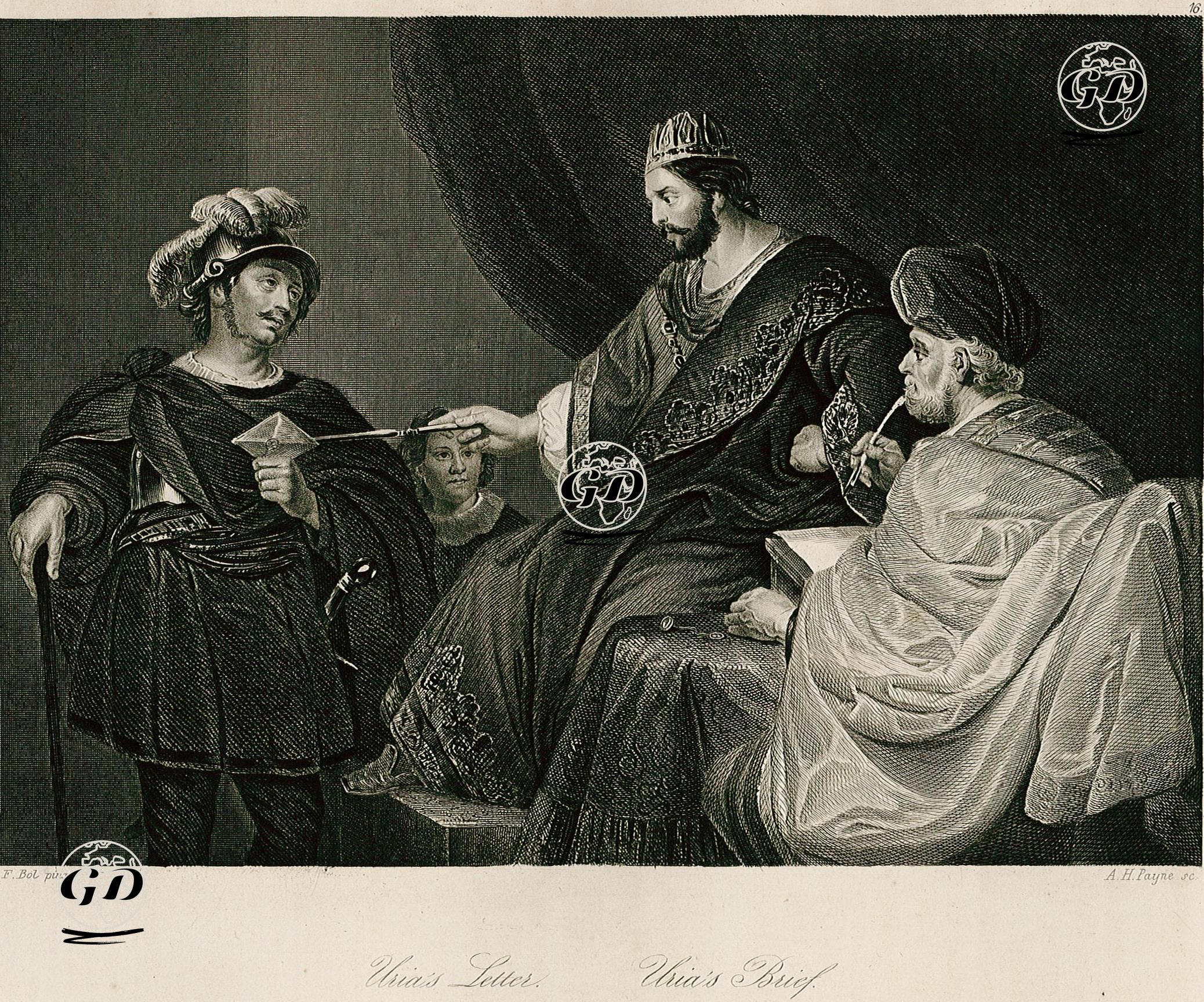 Uria's Letter - Uria's Brief - Ferdinand Bol (1616-1680) - 1850's