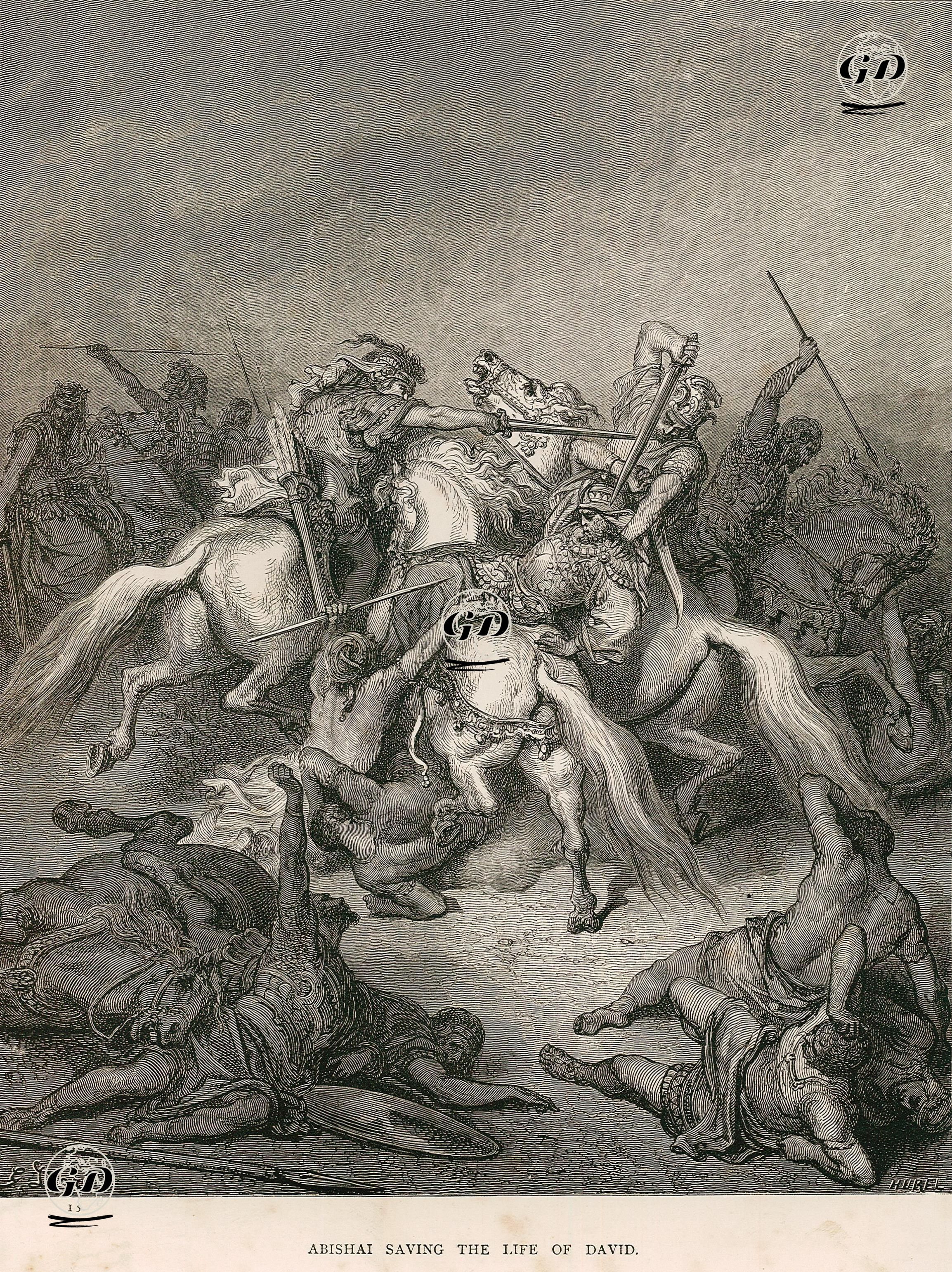 Abishai'nin Hazreti Davud'un Hayatını Kurtarması - Gustave Dore (1832-1883) - 1860's