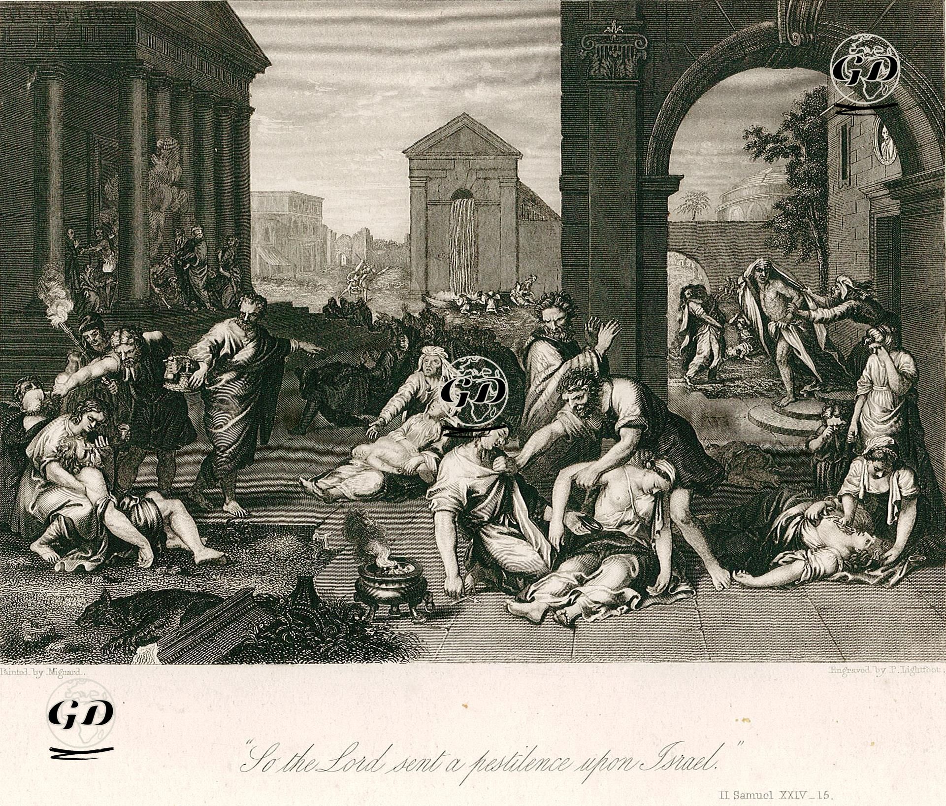 So The Lord Sent A Pestilence Upon Israel, II. Samuel XXIV.15. - Pierre Mignard (1612-1695) - 1850's