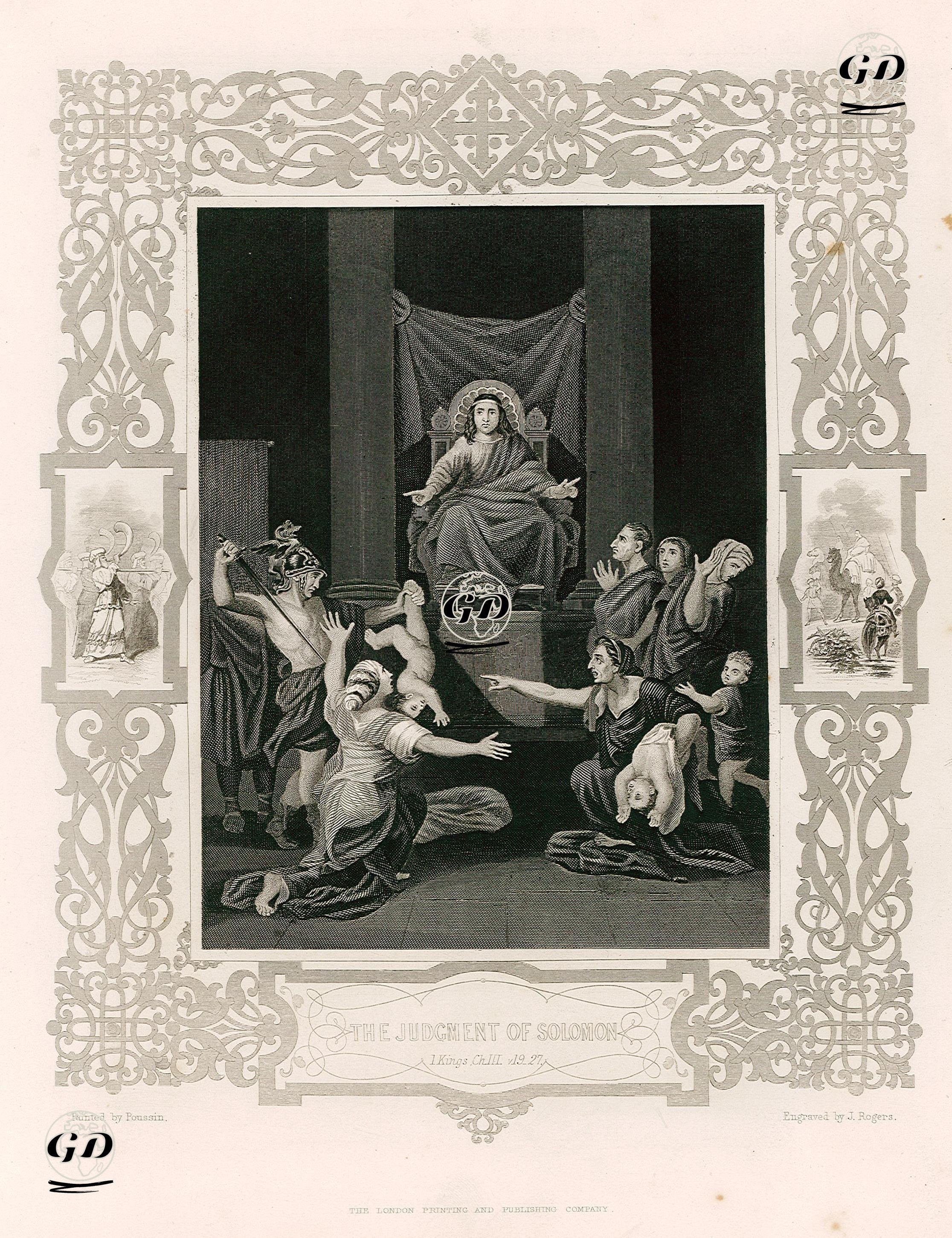 Çocuğu Paylaşamayan Annelere Hazreti Süleyman'ın Adaleti, I.Kings (Krallar), Chapter (Bölüm) III. Verse (Ayet) 19.-27. - Nicolas Poussin(1594-1665) - 1830's