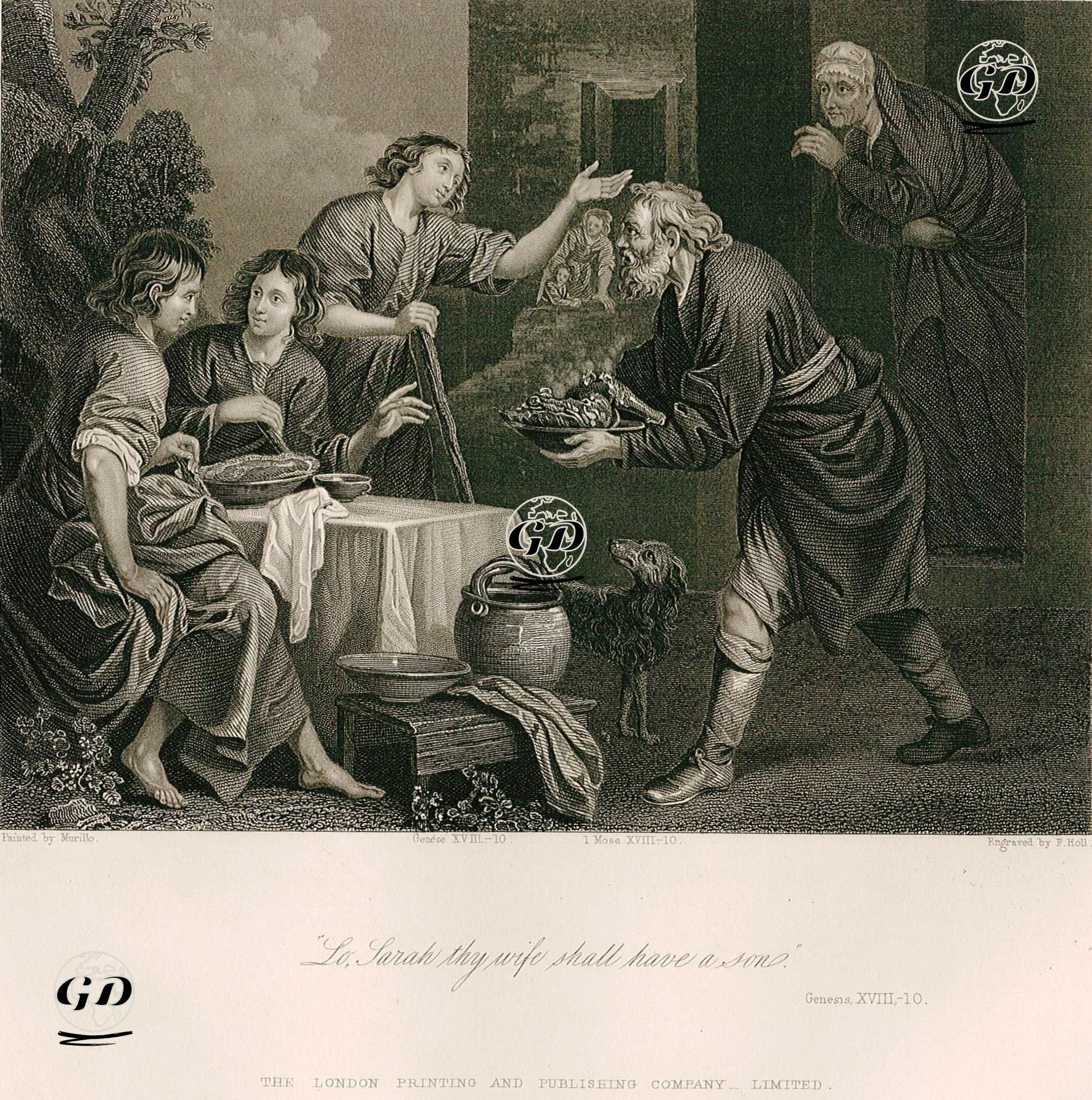 Lo, Sarah Thy Wife Shall Have A Son, Genesis XVIII. 10. - Bartolome Esteban Morillo (1617-1682) - 1860