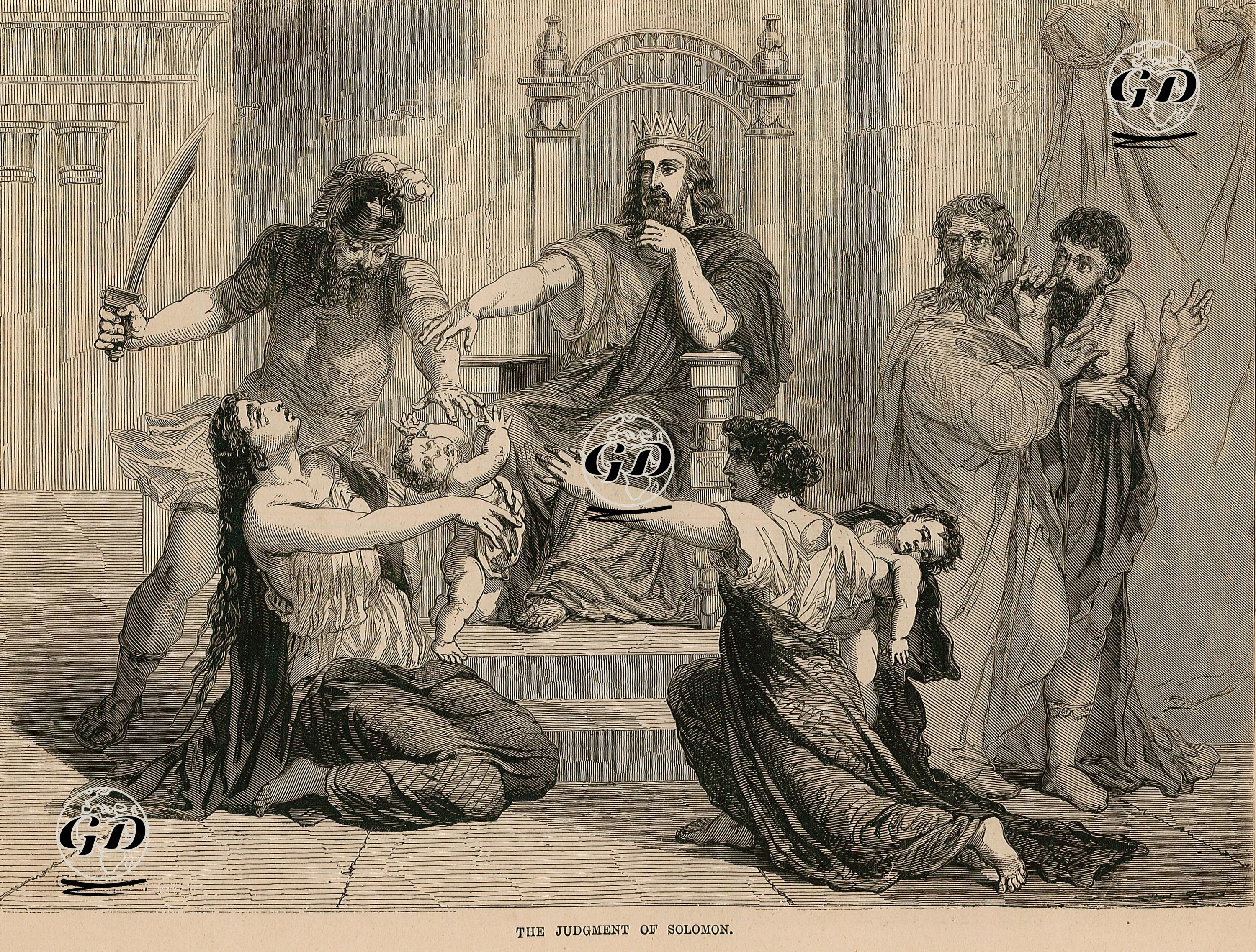 Çocuğu Paylaşamayan Annelere Hazreti Süleyman'ın Adaleti, I.Kings (Krallar), Chapter (Bölüm) 3. -  - 1860's