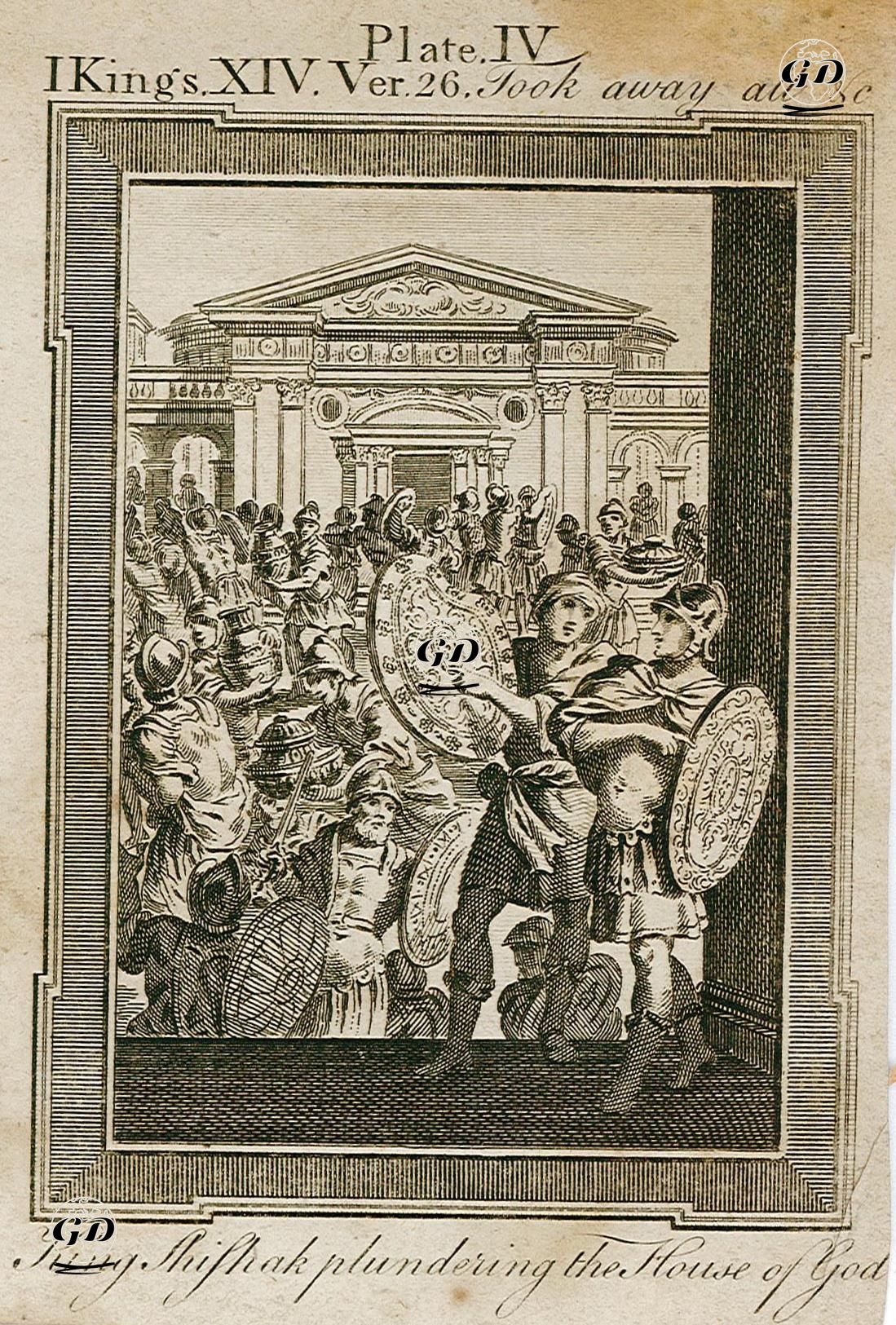 Mısır Kralı Şişak'ın Tapınağı Yağmalaması,  I.Kings (Krallar), Chapter (Bölüm) 14. Verse (Ayet) 26. -  - 1800's