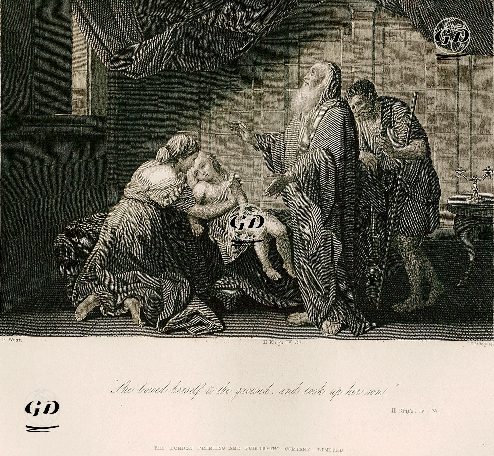 Hazreti Elyeşa'nın Shulem'li Kadının Çocuğunu Diriltmesi, II.Kings (Krallar), Chapter (Bölüm) 4. Verse (Ayet) 37. - Benjamin West (1738-1820) - 1860