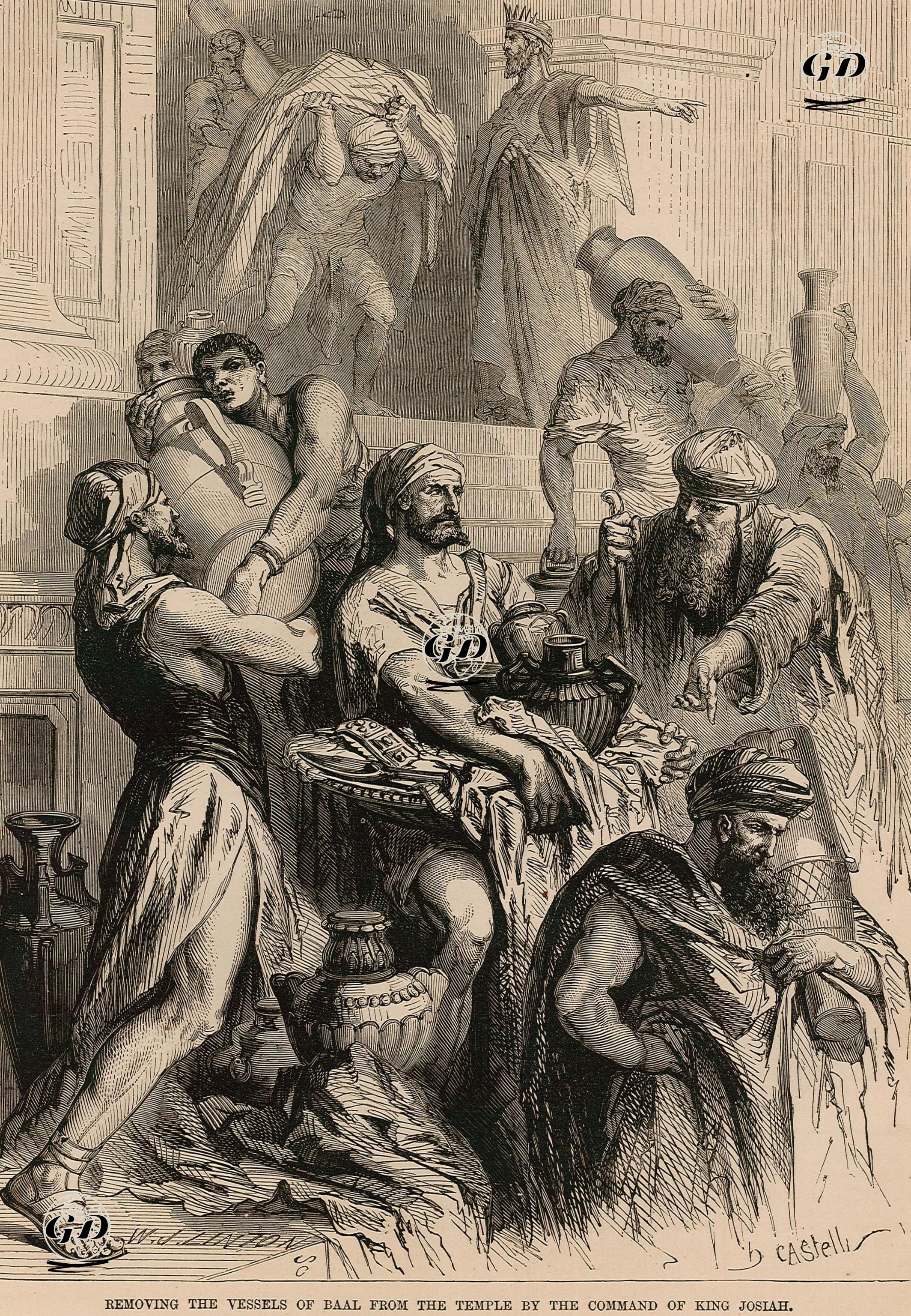 Removing The Vessels Of Baal From The Temple By The Command Of King Josiah -  - 1860's