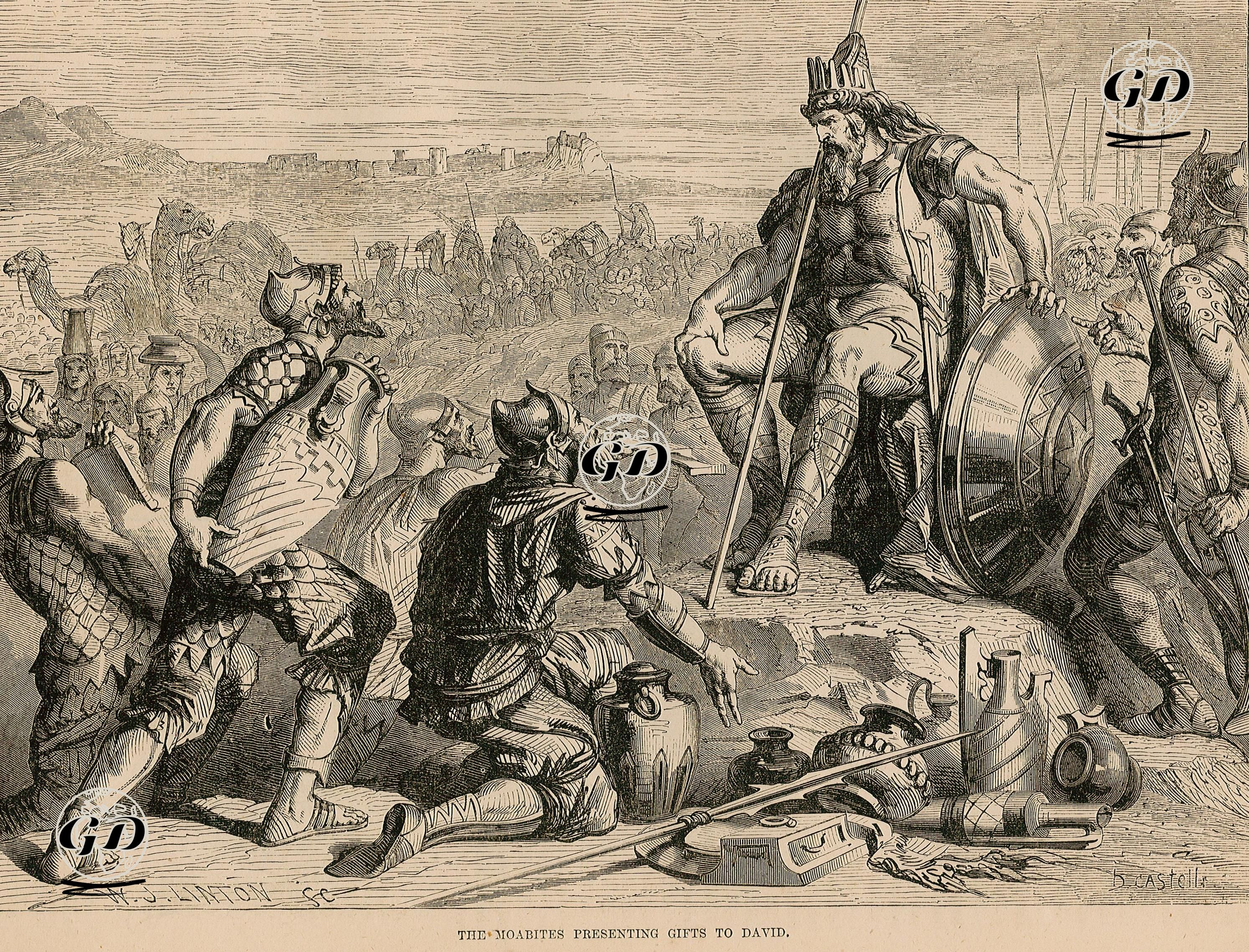 Hazreti Davud'un Yendiği Moablılardan Ganimetleri Alması -  - 1860's