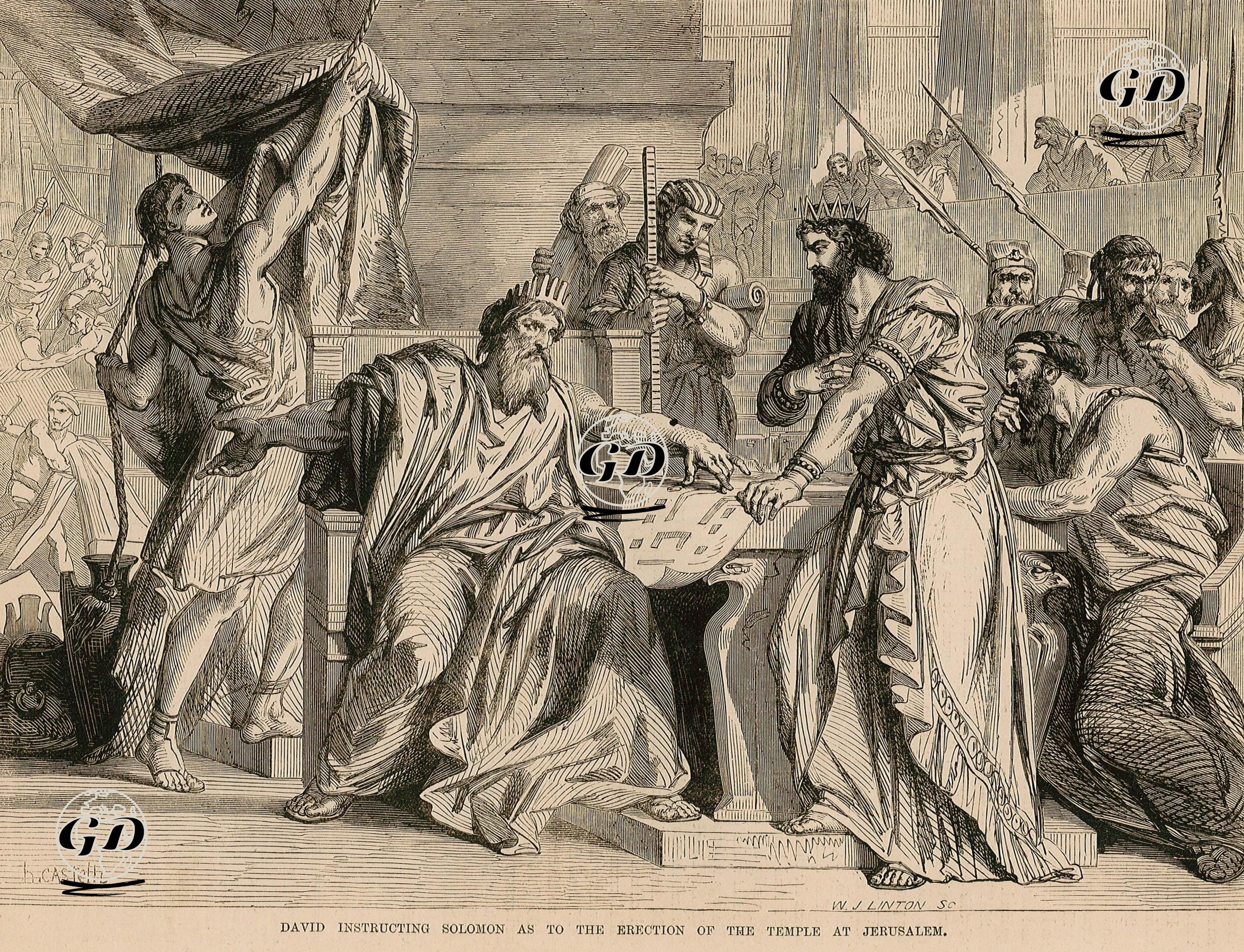 David Instructing Solomon As To The Erection Of The Temple At Jerusalem -  - 1860's