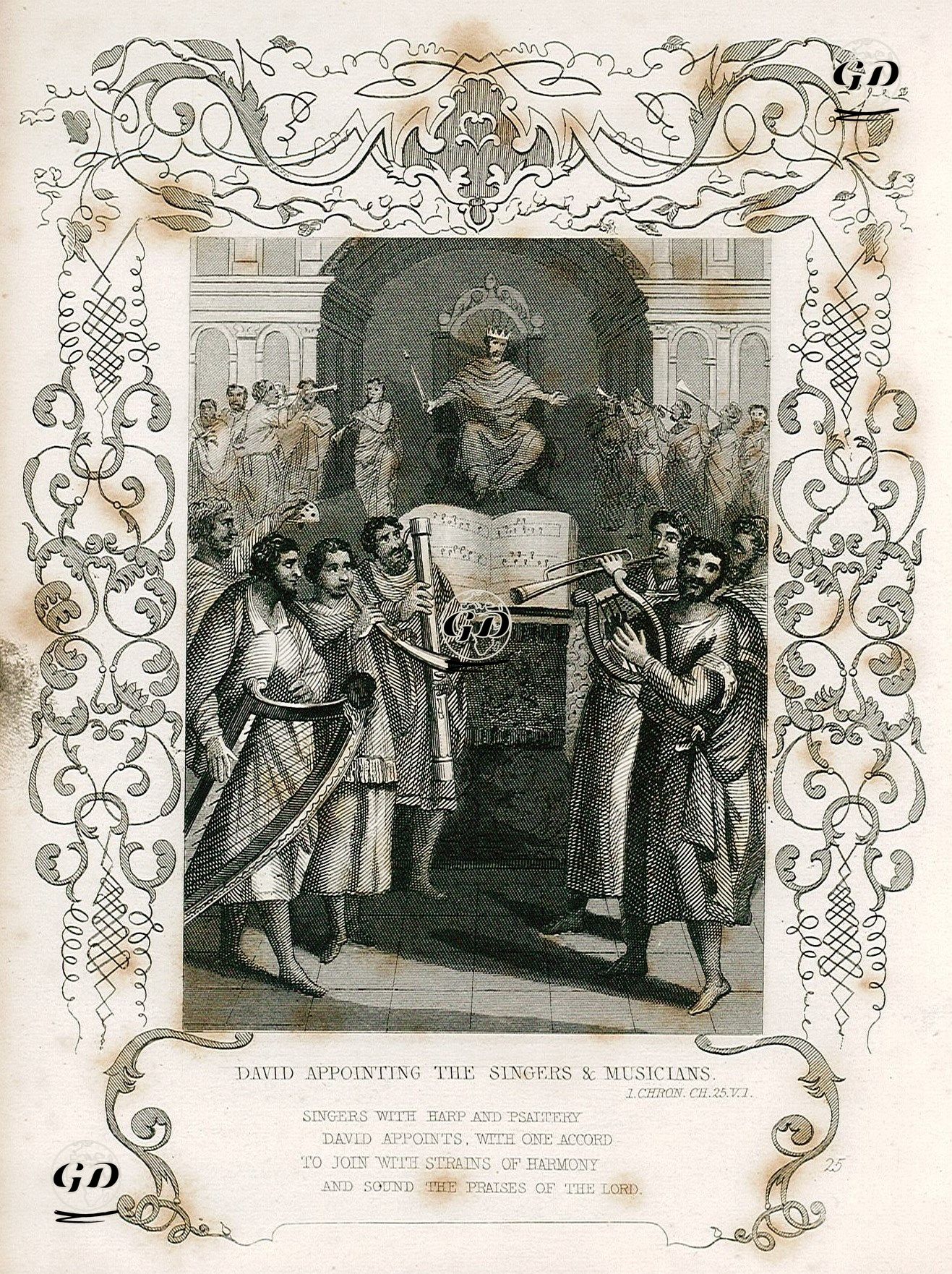 David Appointing The Singers & Musicians, 1.Chron. Ch. 25.V.1.-Singers With Harp And Psaltery David Appoints With One
 accord To Join WithStrains Of Harmony And Sound The Praises Of The Lord -  - 1830's