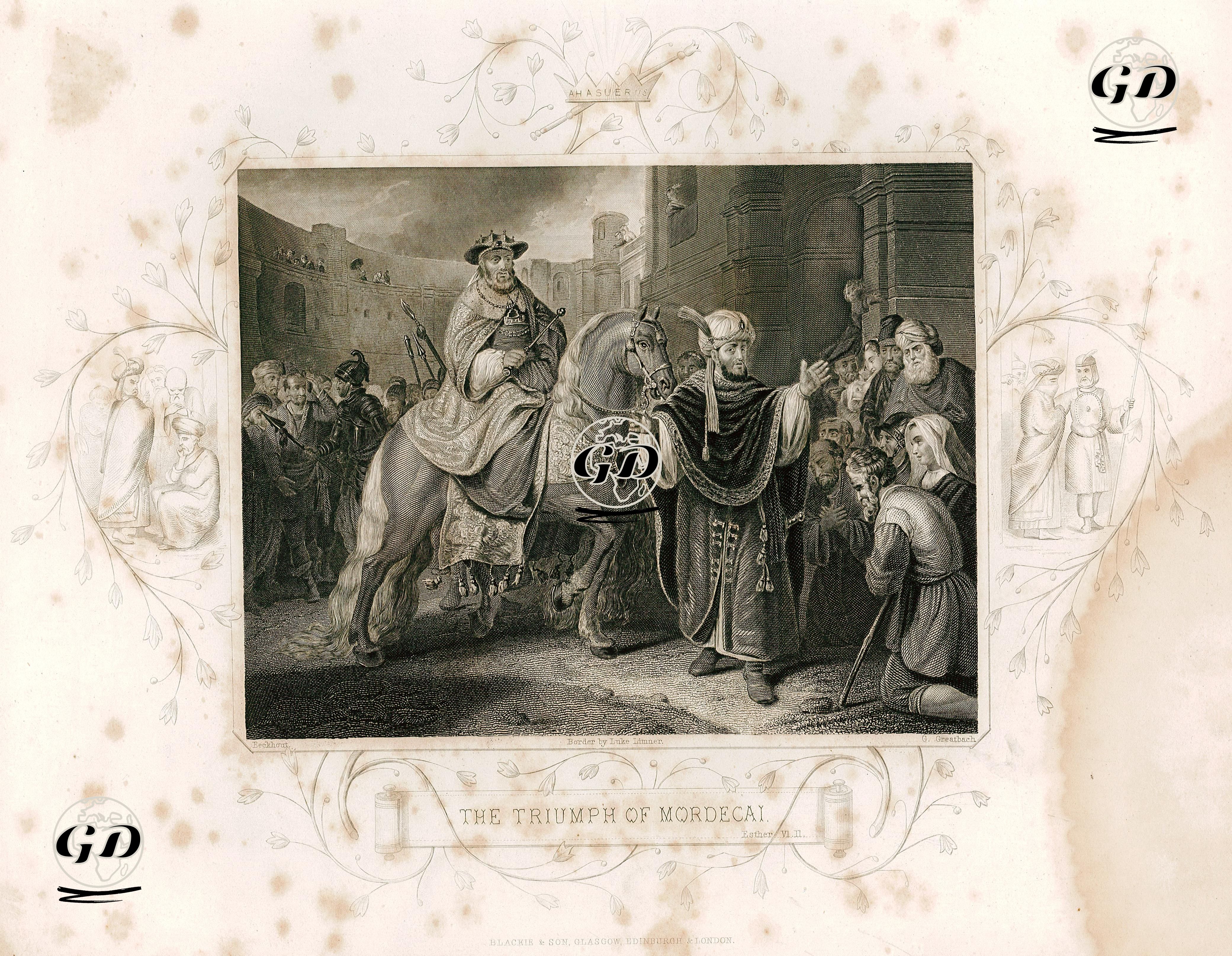 Mordecai'nin Zaferi, Esther, Chapter (Bölüm) VI. Verse (Ayet) II. - Gerbrand van den Eeckhout (1621-1674)-Luke Limner (1822-1912) - 1864