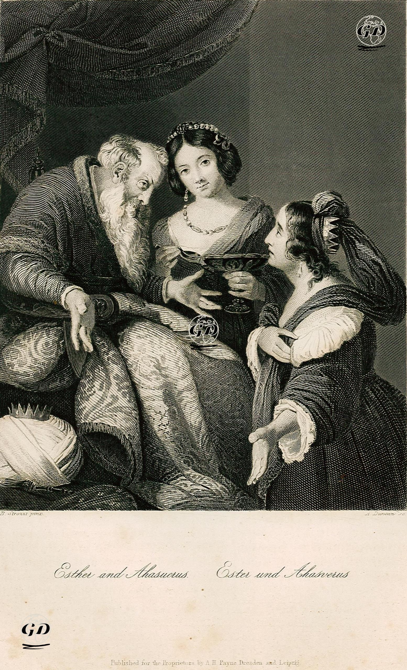 Kraliçe Ester Ve Kral Ahaşveroş - Bernardo Strozzi (1581-1644) - 1850's