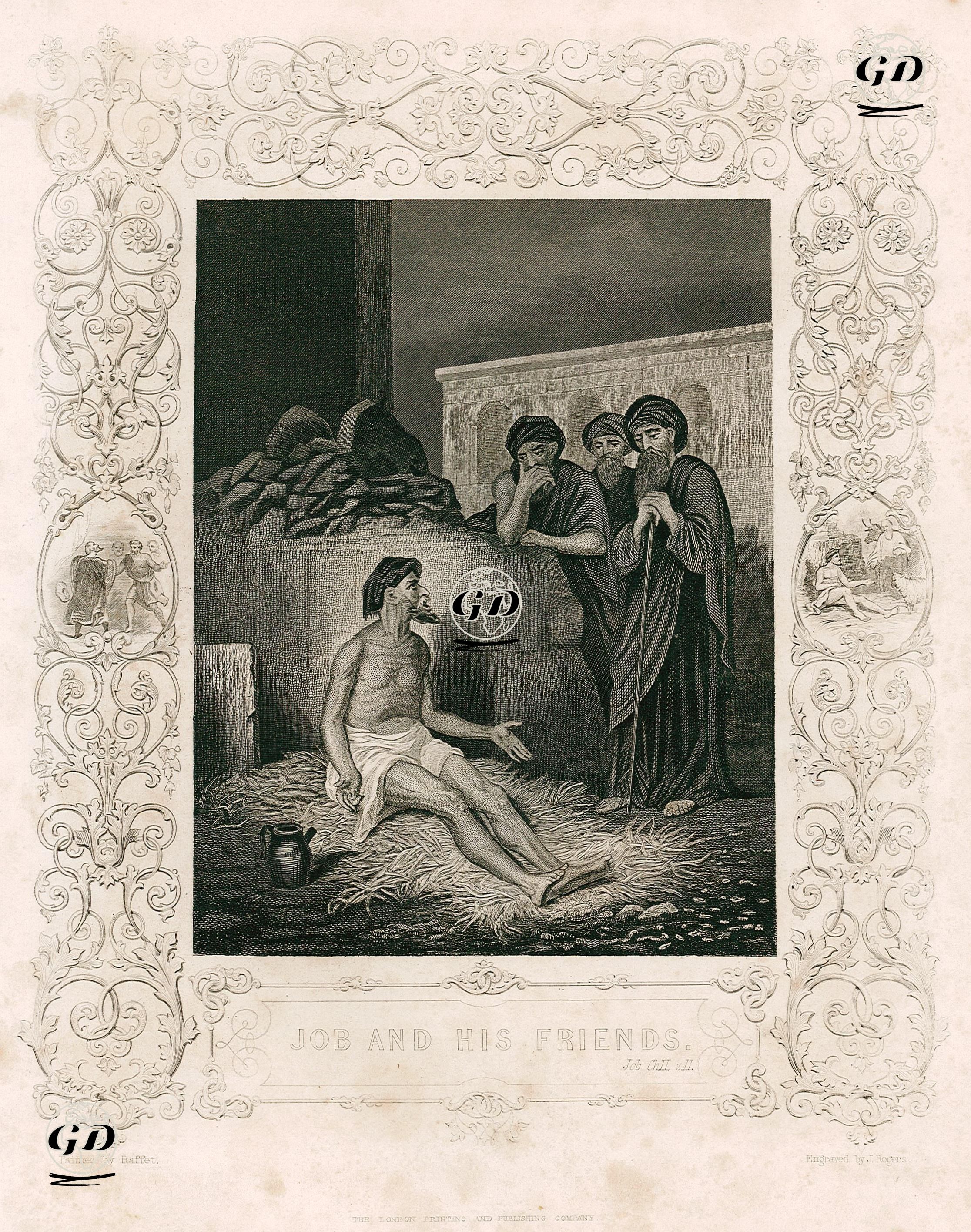 Hazreti Eyüp Ve Arkadaşları, Job (Eyüp), Chapter (Bölüm) 2. Verse (Ayet) 11. - Denis Auguste Marie Raffet (1804-1860) - 1830's
