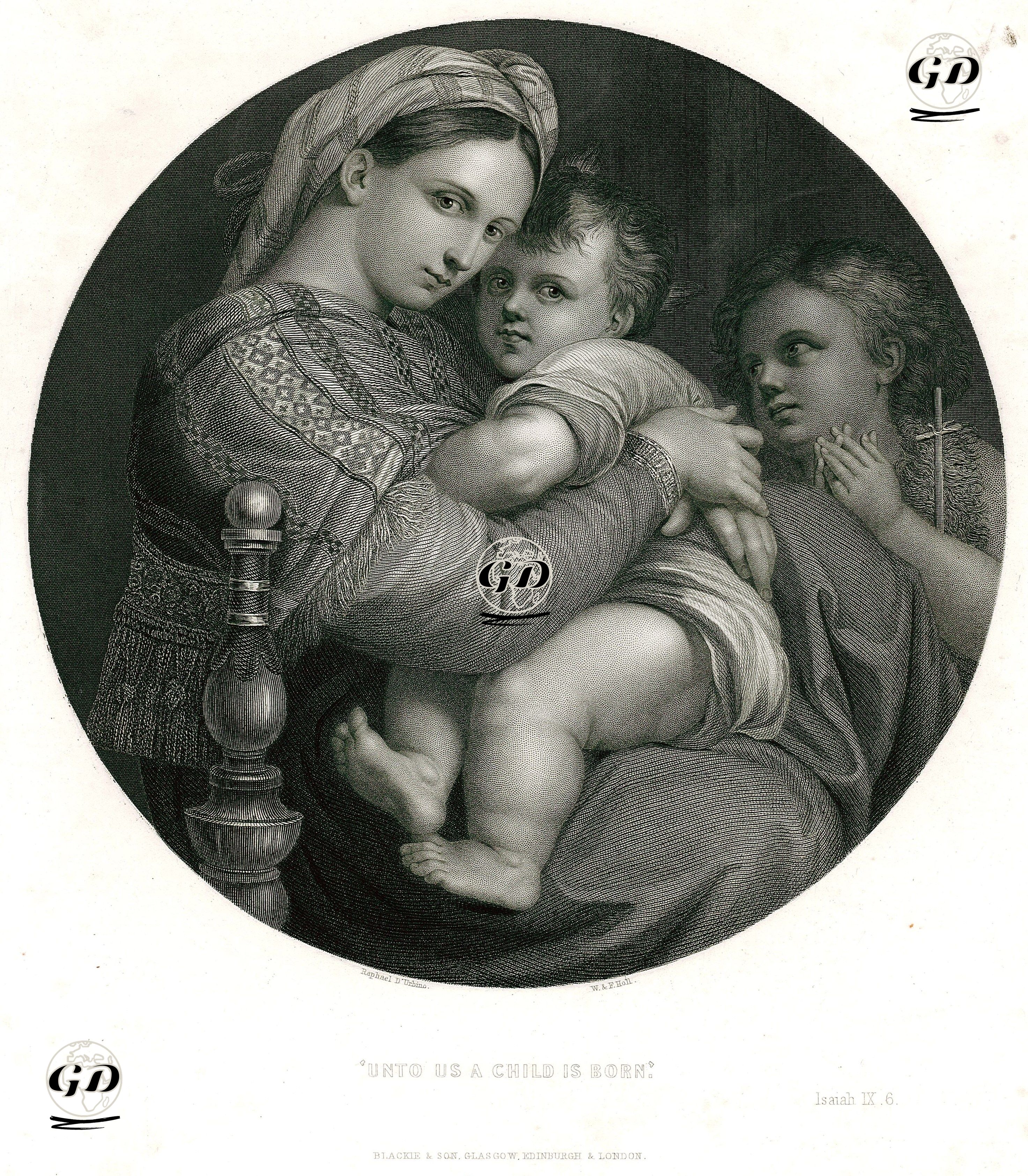Unto Us A Child Is Born, Isaiah, IX. 6. - Raphael (1483-1520) - 1880's