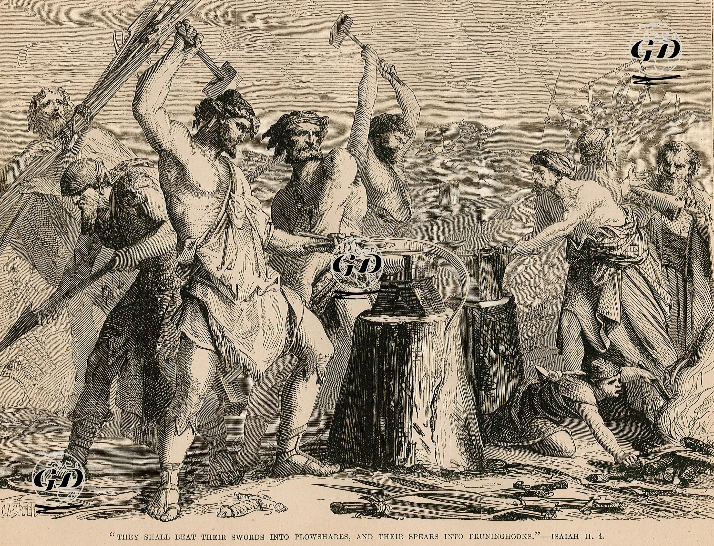 They Shall Beat Their Swords Into Flowshares And Their Spears Into Pruninghooks, Isaiah, II. 4. -  - 1860's