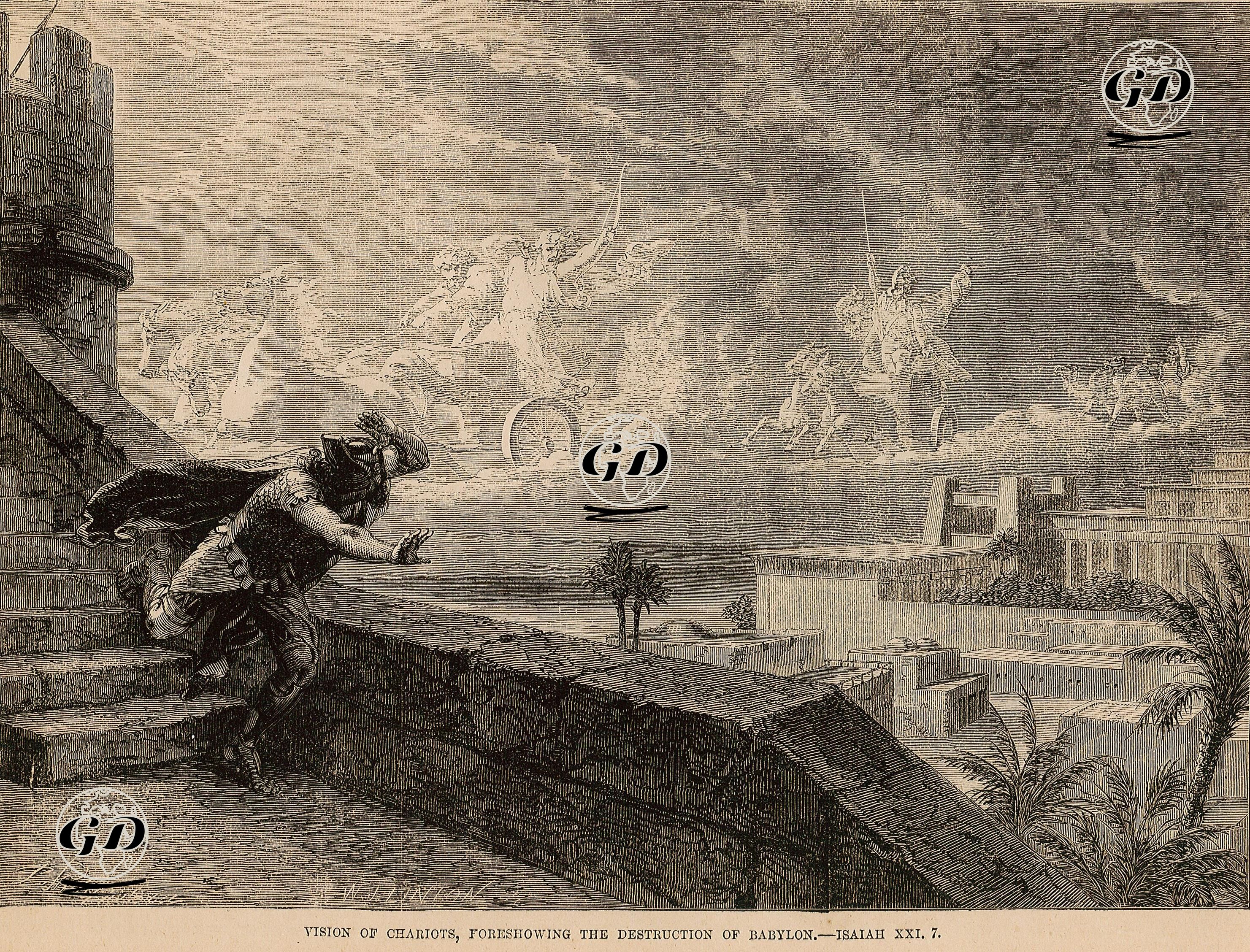 Vision Of Chariots, Foreshowing The Destruction Of Babylon, Isaiah, XX1. 7. -  - 1860's
