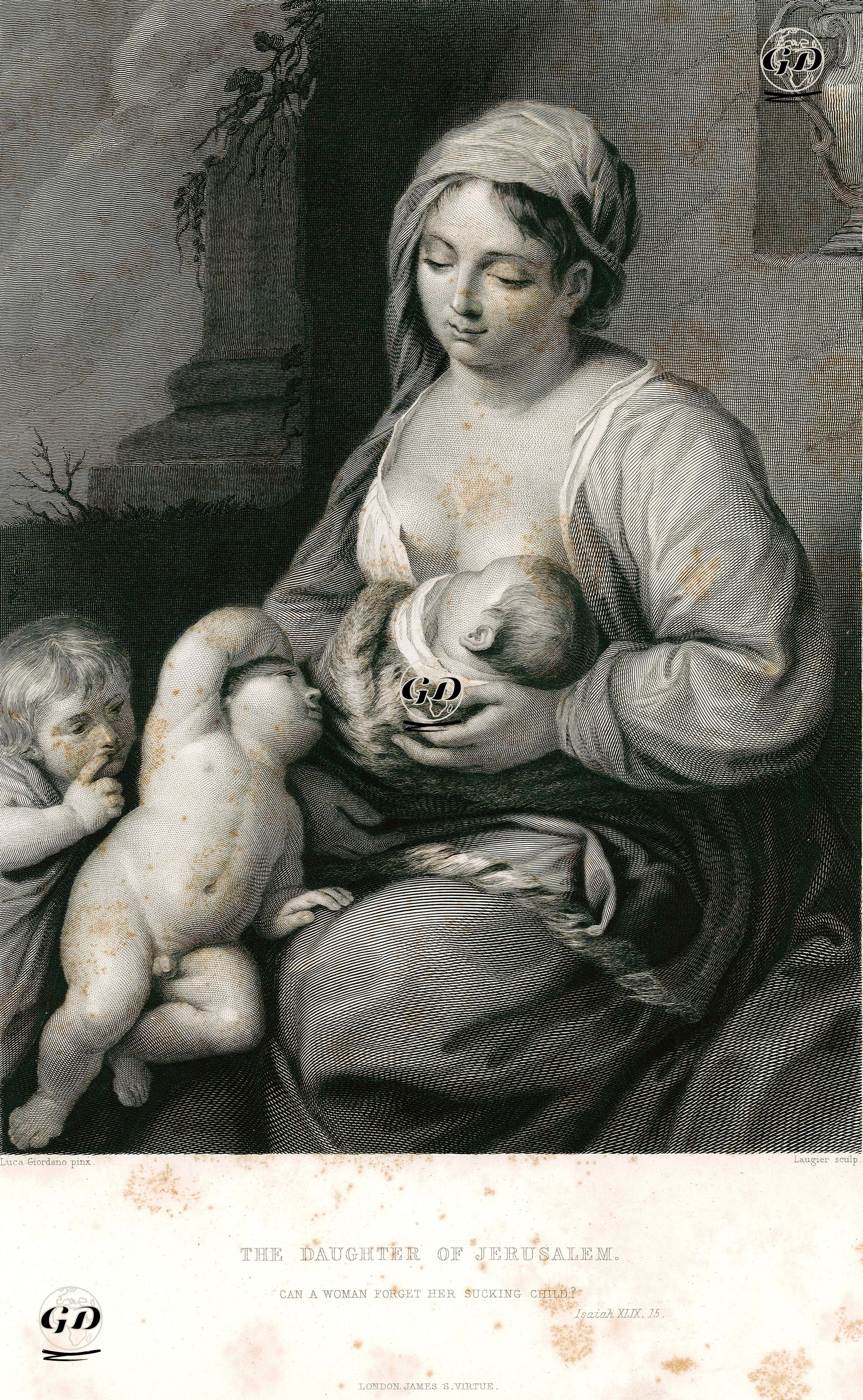 The Daughter Of Jerusalem, Can A Woman Forget Her Sucking Child?, Isaiah XLIX. 15. - Luca Giordano(1634-1705) - 1850's