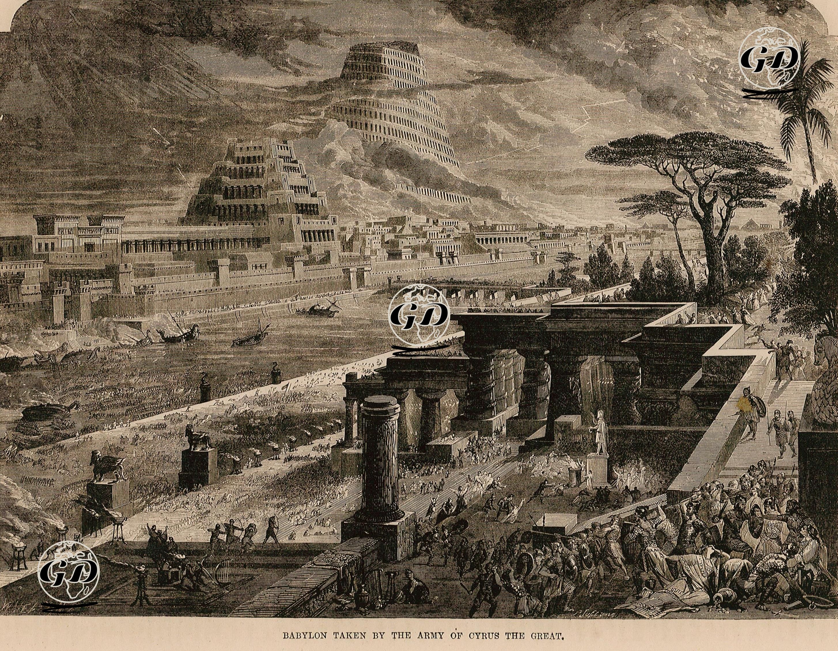 Pers imparatoru Büyük Kirosun Ordularının Babil'i Ele geçirmesi -  - 1860's