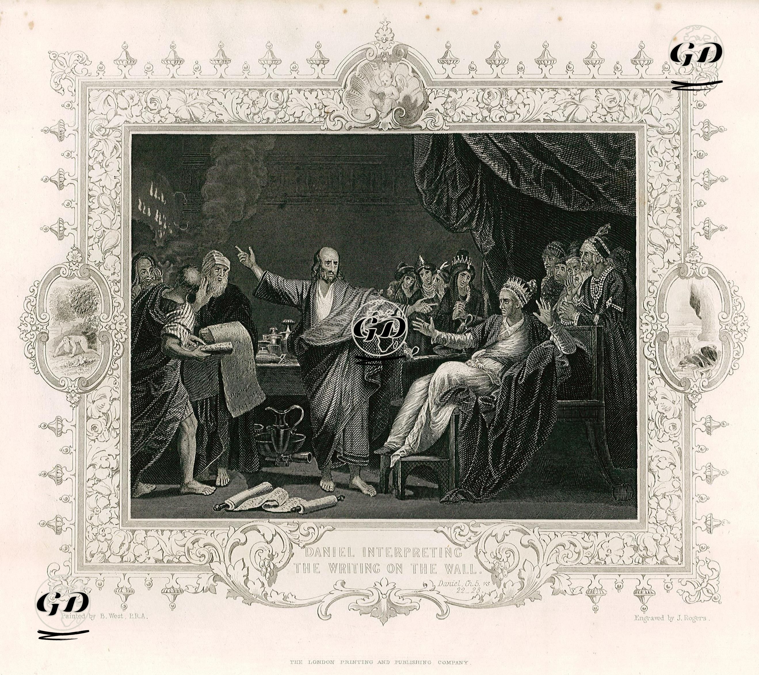 Daniel Interpreting The Writing On The Wall, Daniel Ch. 5. Vs. 22.-28. - Benjamin West (1738-1820) - 1830's