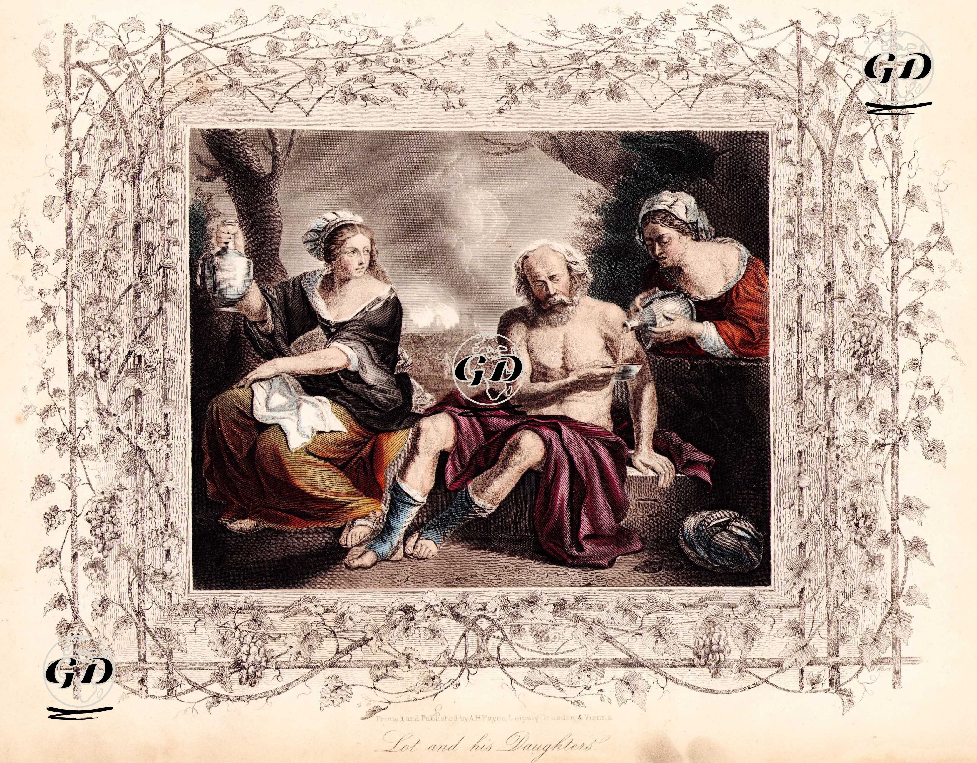 Hazreti Lut ve Kızları, Genesis (Diriliş), Chapter (Bölüm) XIX. - Guercino (Giovanni Francesco Barbieri) (1591-1666) - 1840's