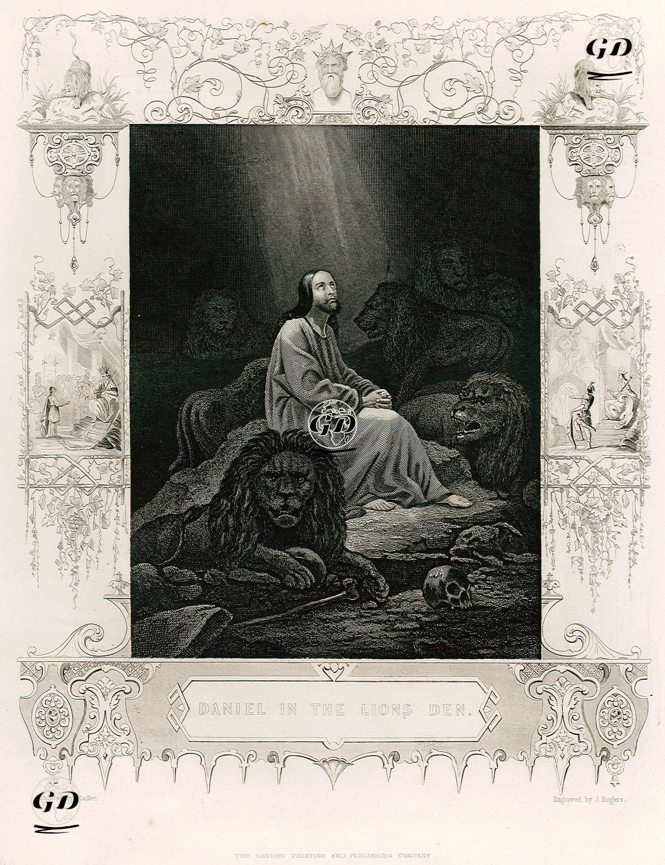 Aslan Mağarasındaki Hazreti Danyal - Denis Auguste Marie Raffet (1804-1860) - 1830's