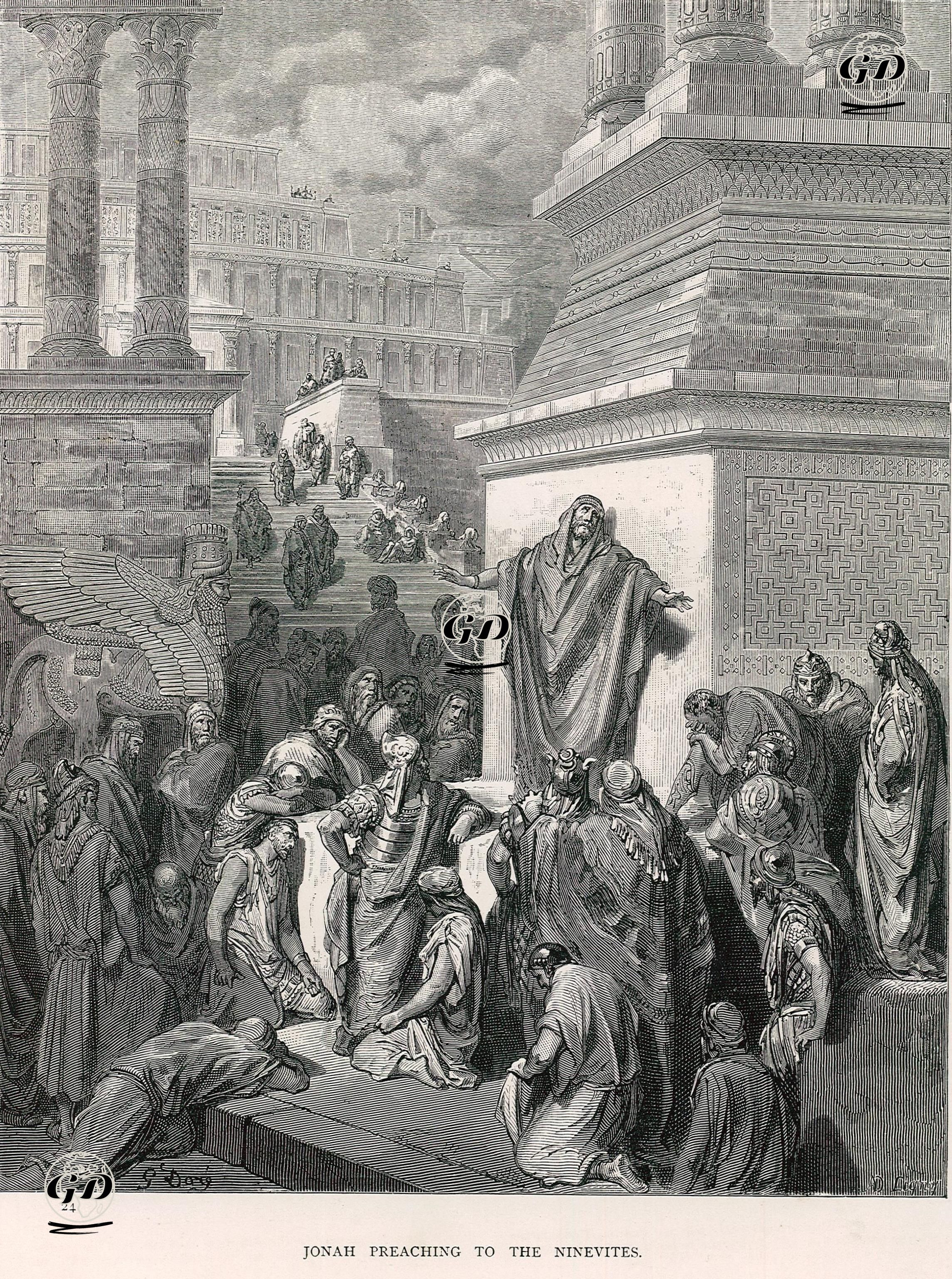 Hazreti Yunus'un Ninova Şehrindeki Halka Vaazi - Gustave Dore (1832-1883) - 1860's