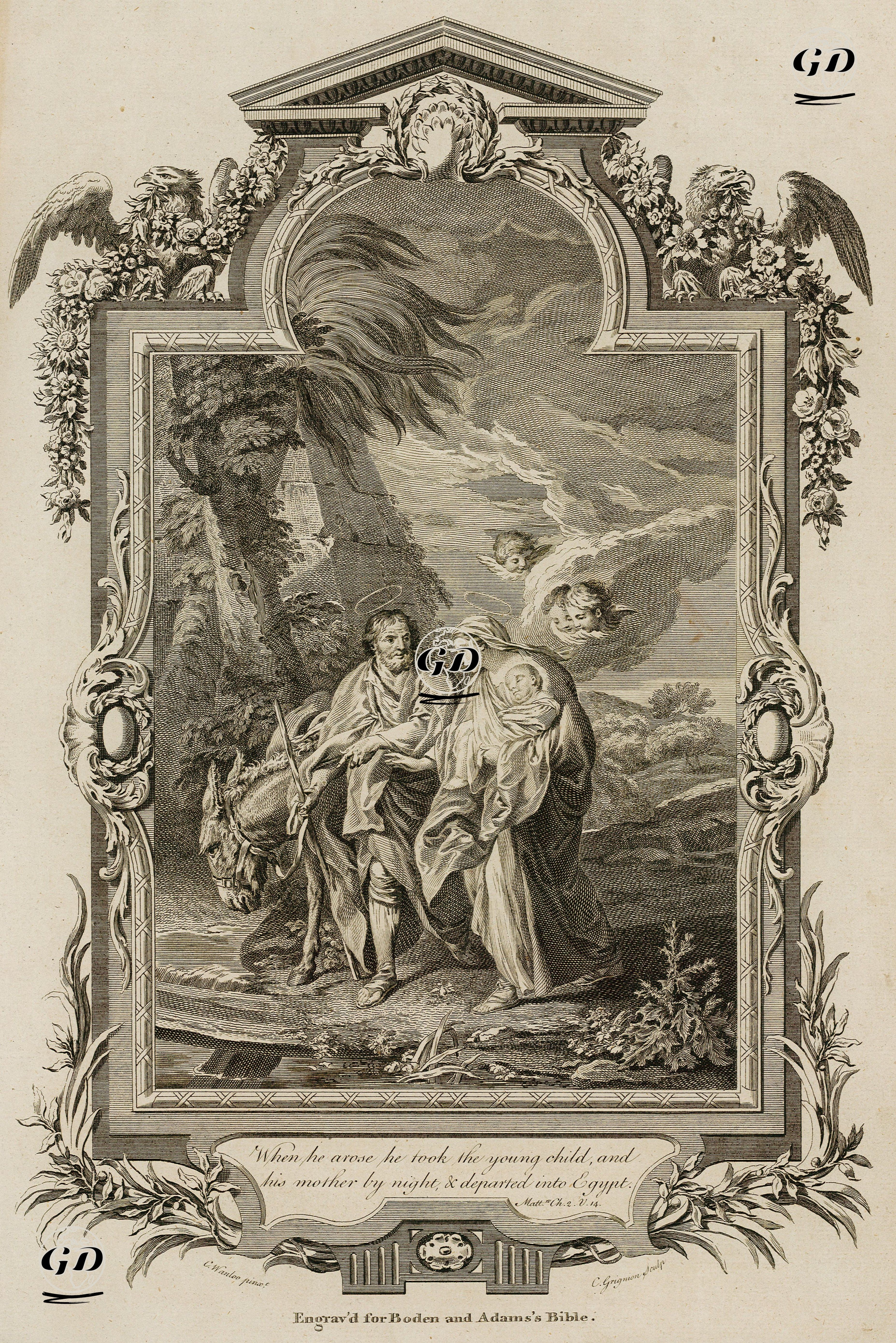 Hazreti İsa'nın Hazreti Yusuf ve Hazreti Meryem ile Beraber Mısır'a Gitmesi, Matthew (Matta), Chapter (Bölüm) II. Verse (Ayet) 14. - Charles Andre Van Loo (1705-1765) - 1769